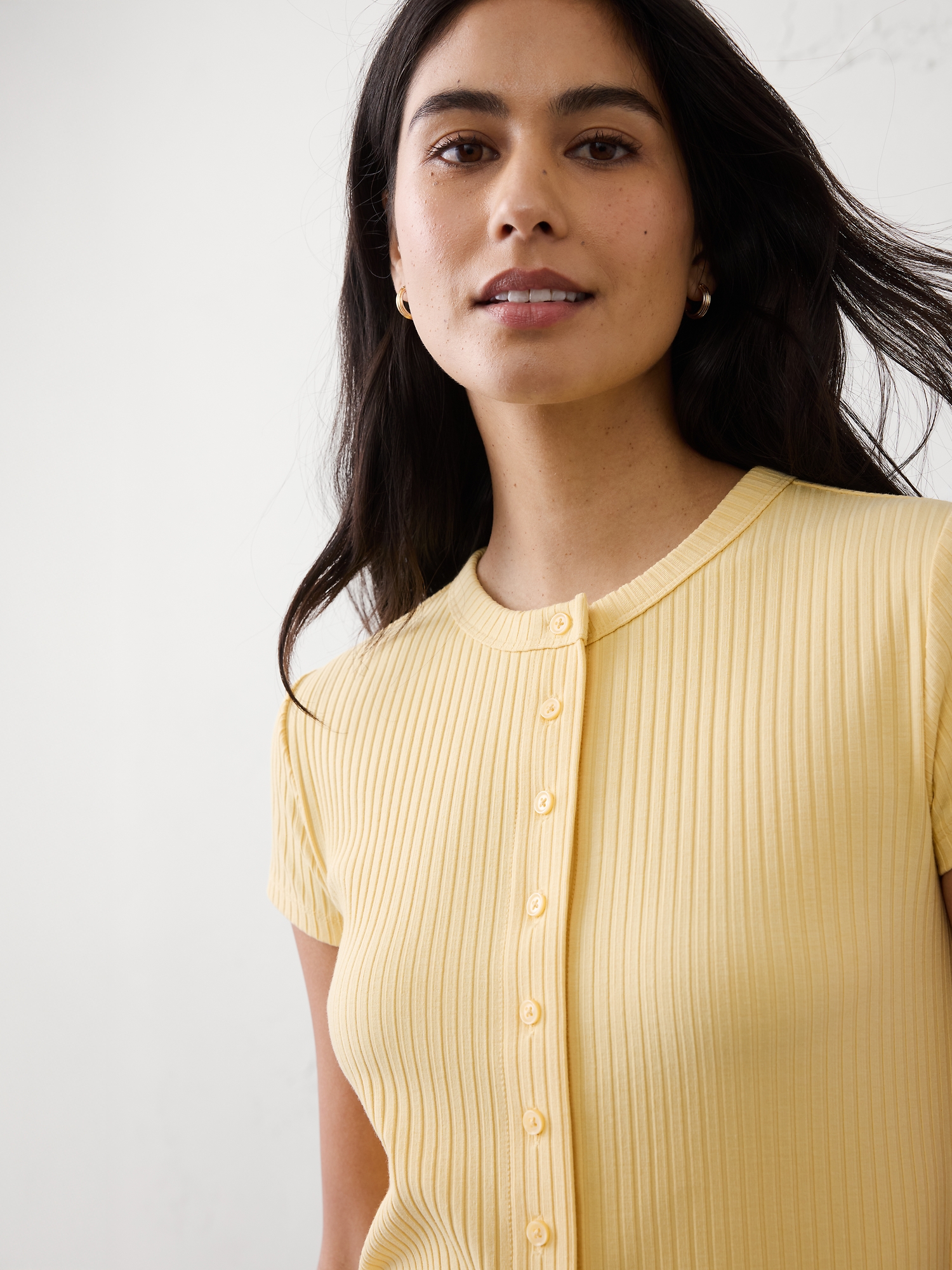 Image number 3 showing, Ribbed Button Top