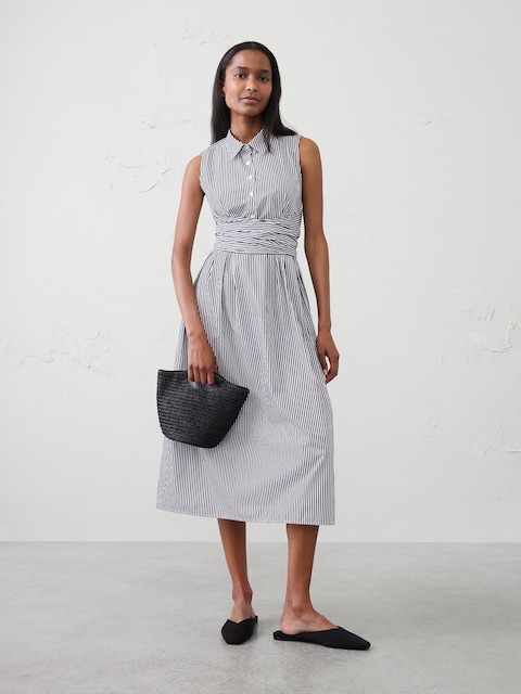 Poplin Wrapped Midi Shirtdress