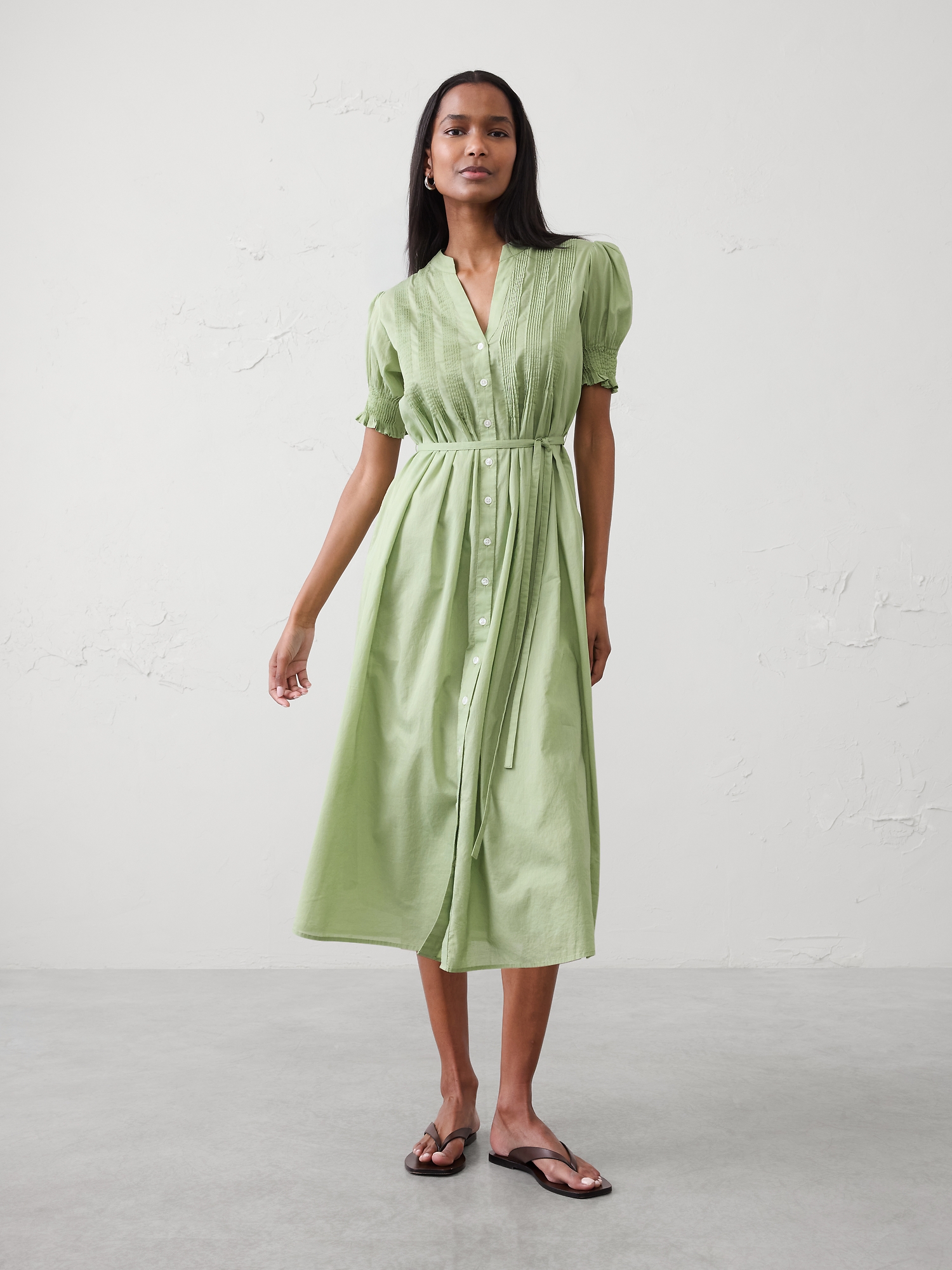 Voile Pintuck Midi Dress
