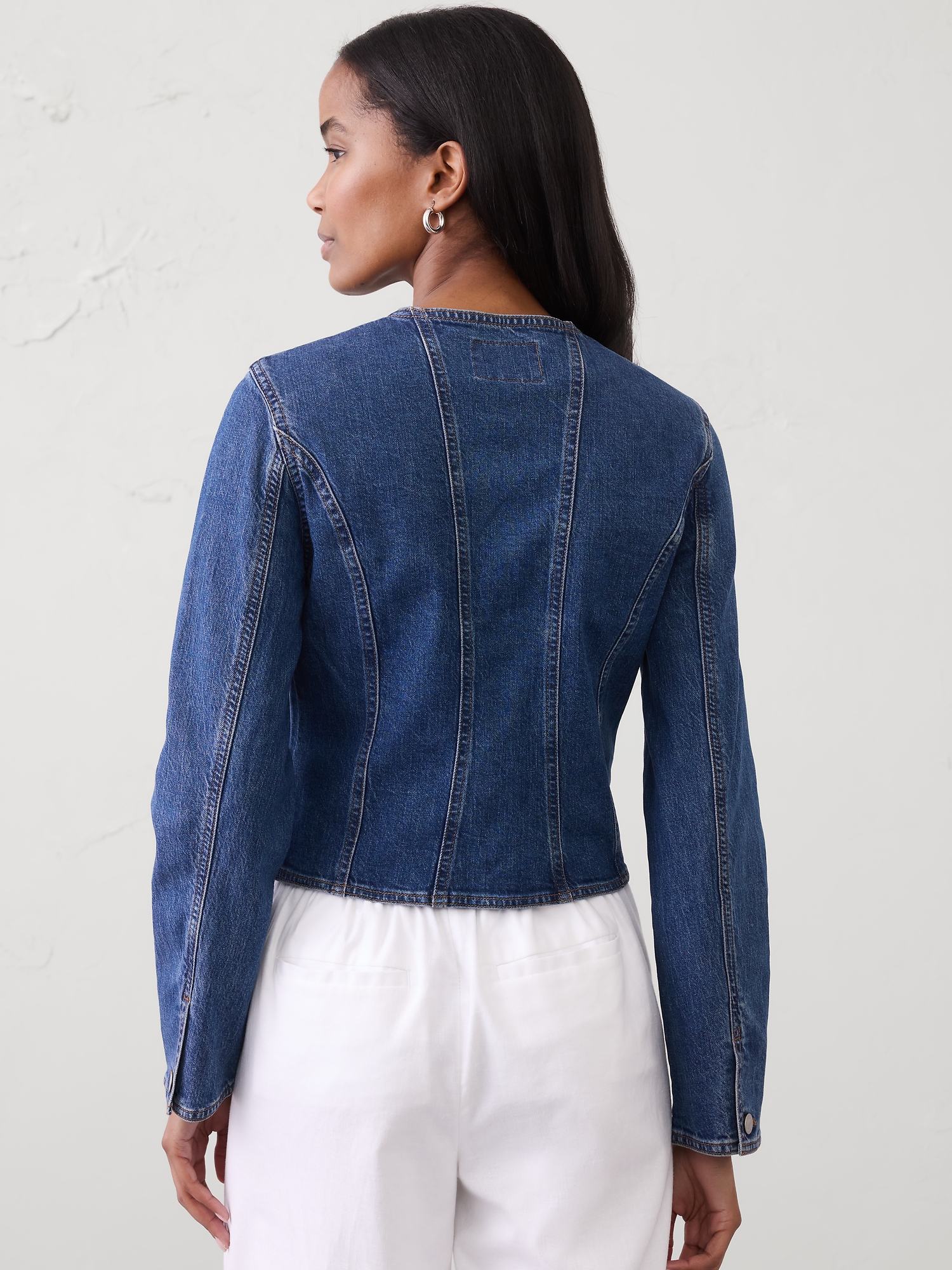 Image number 5 showing, Linen-Blend Tailored Cropped Jacket