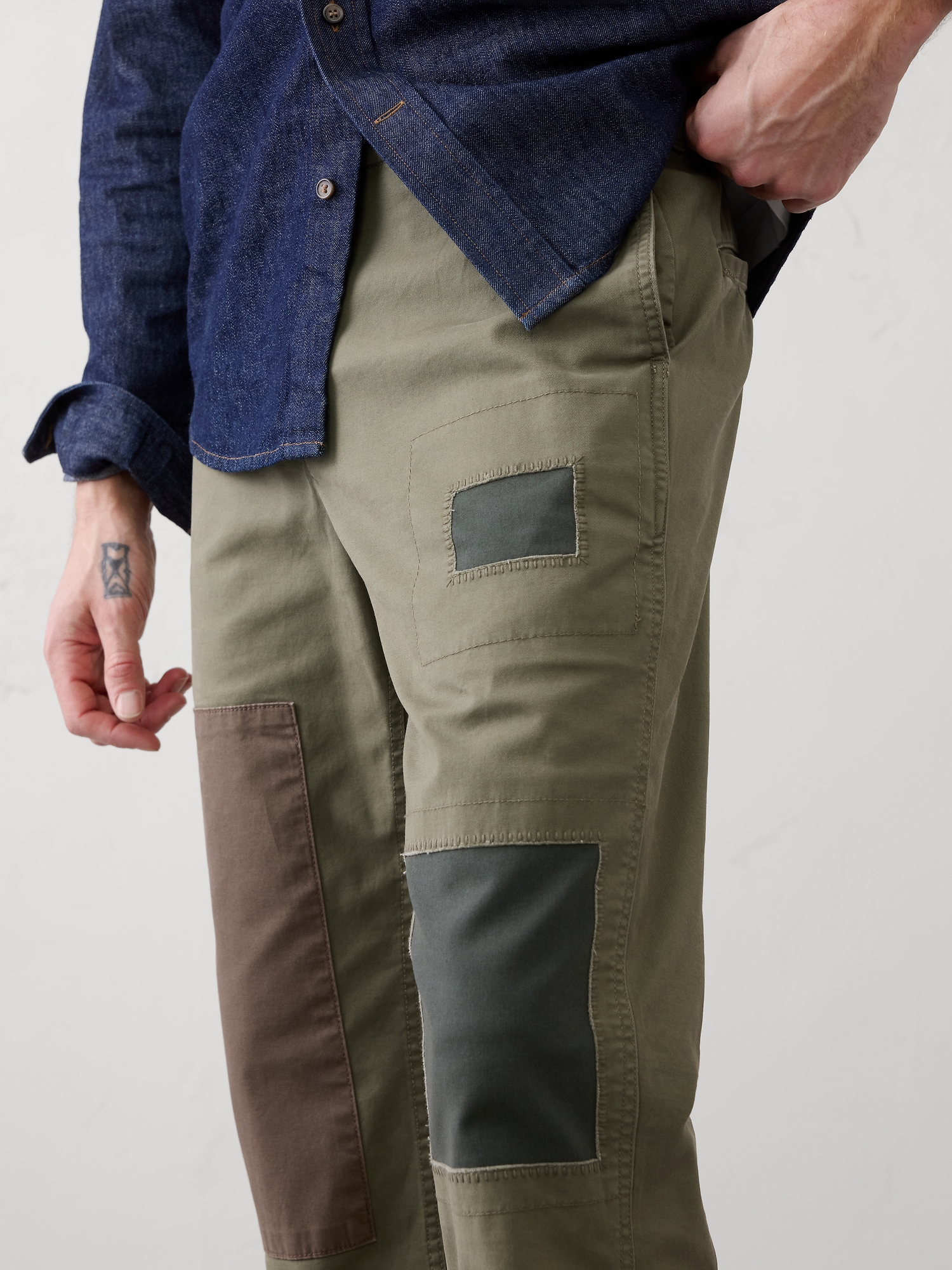 Image number 3 showing, Slim-Fit Straight Patchwork Pant