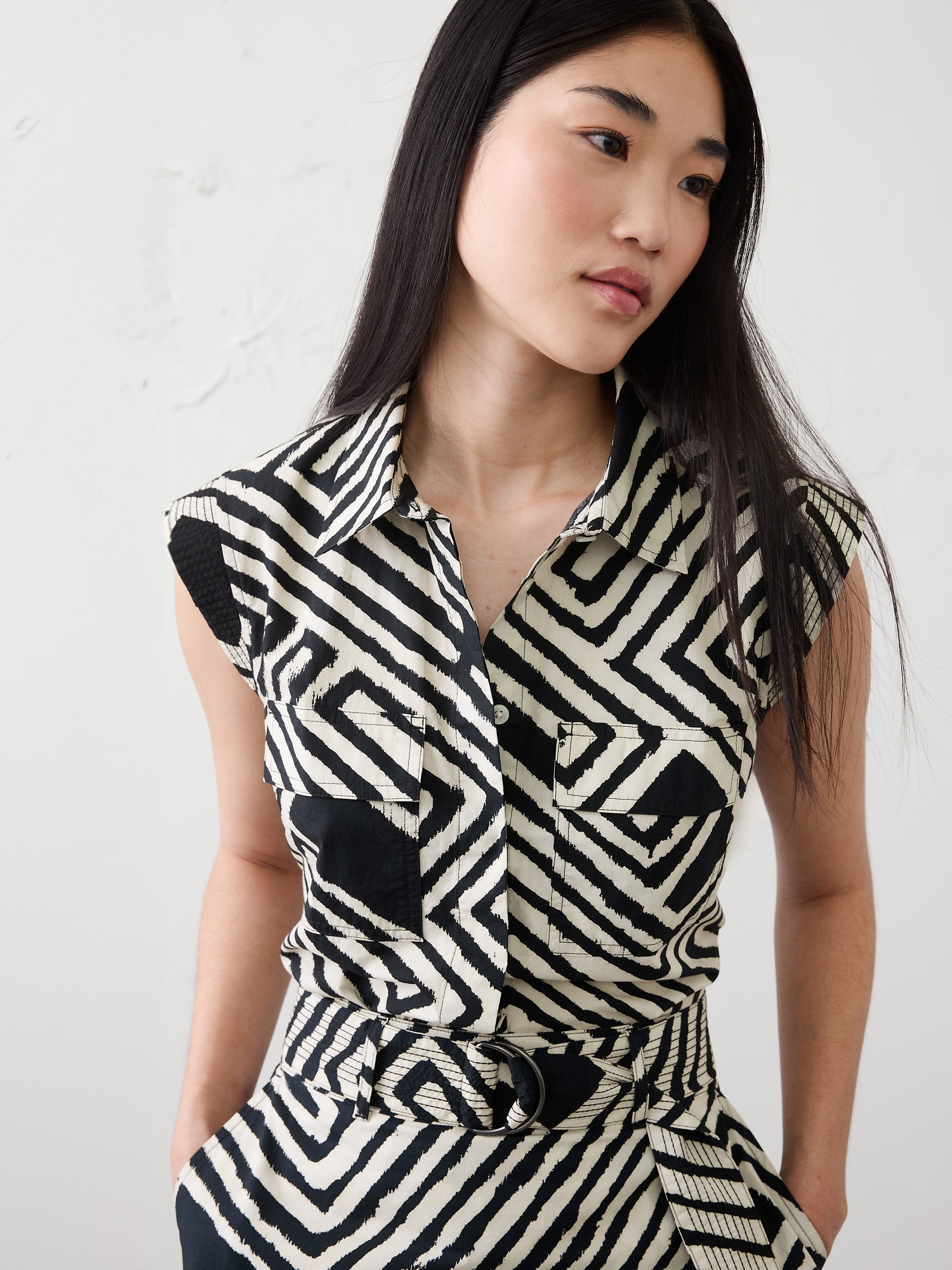 Image number 6 showing, Trapunto Cap-Sleeve Shirt