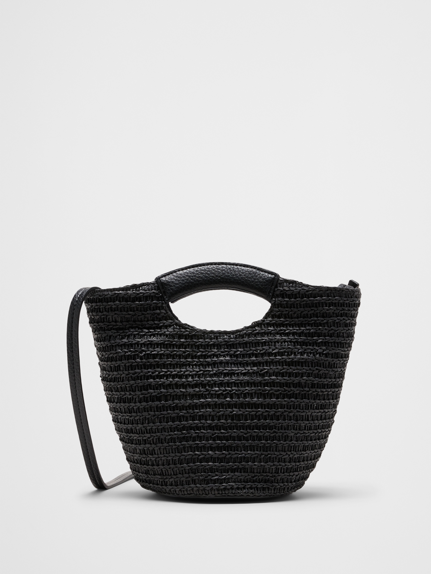 PETIT SAC EN FORME DE SEAU EN PAILLE À BANDOULIÈRE