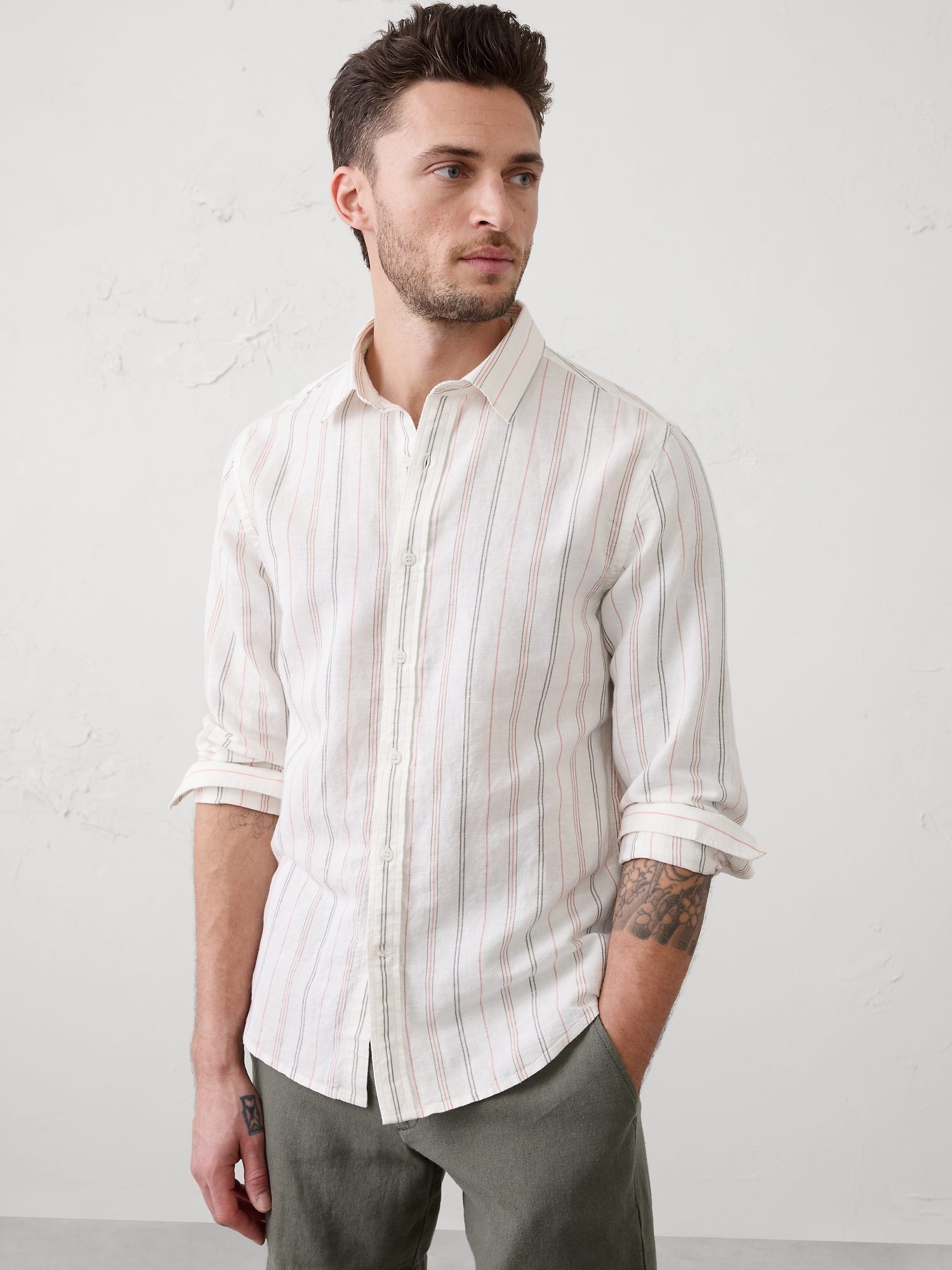 CHEMISE COUPE STANDARD EN MÉLANGE DE LIN