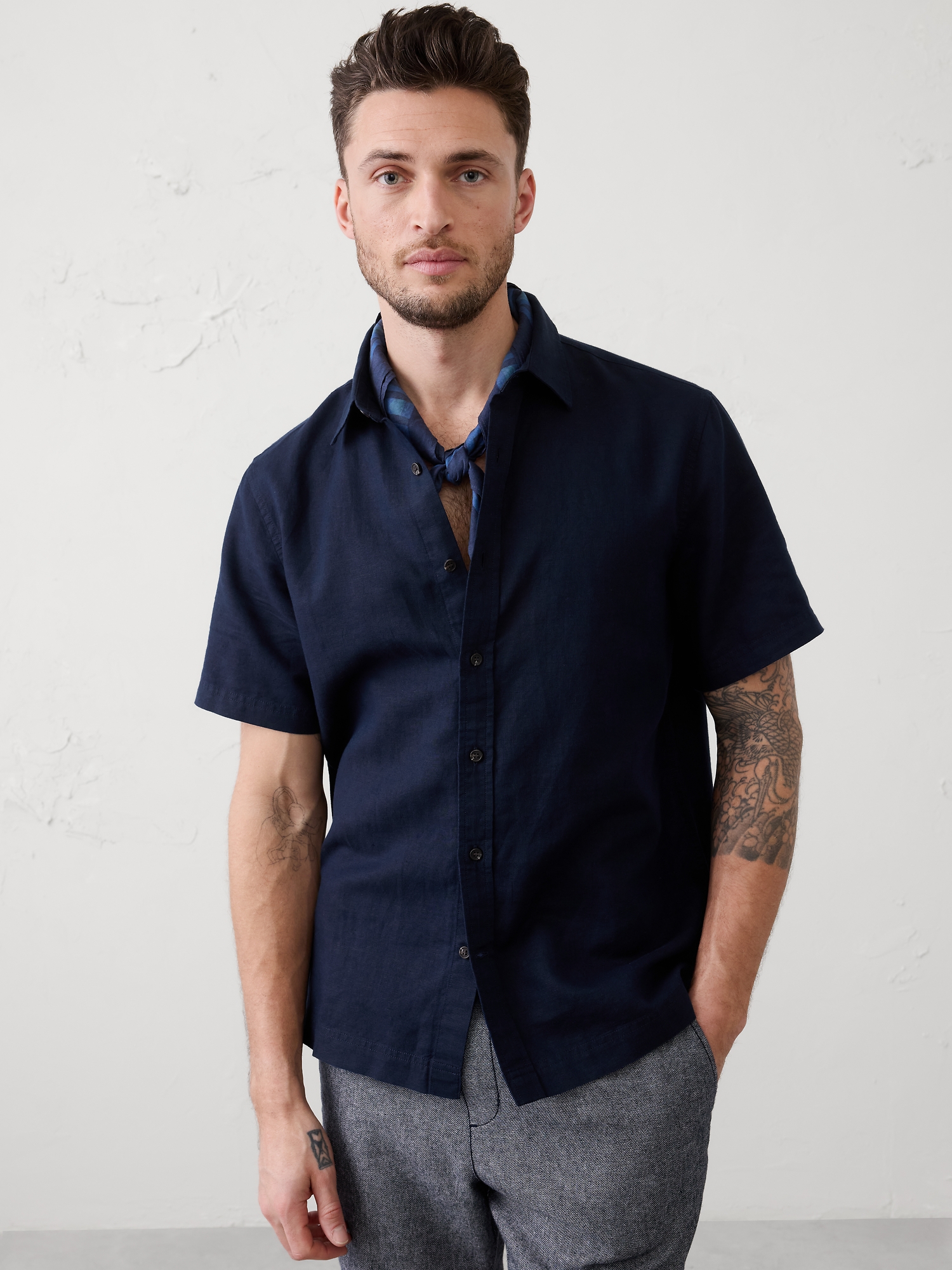 CHEMISE COUPE STANDARD EN MÉLANGE DE LIN