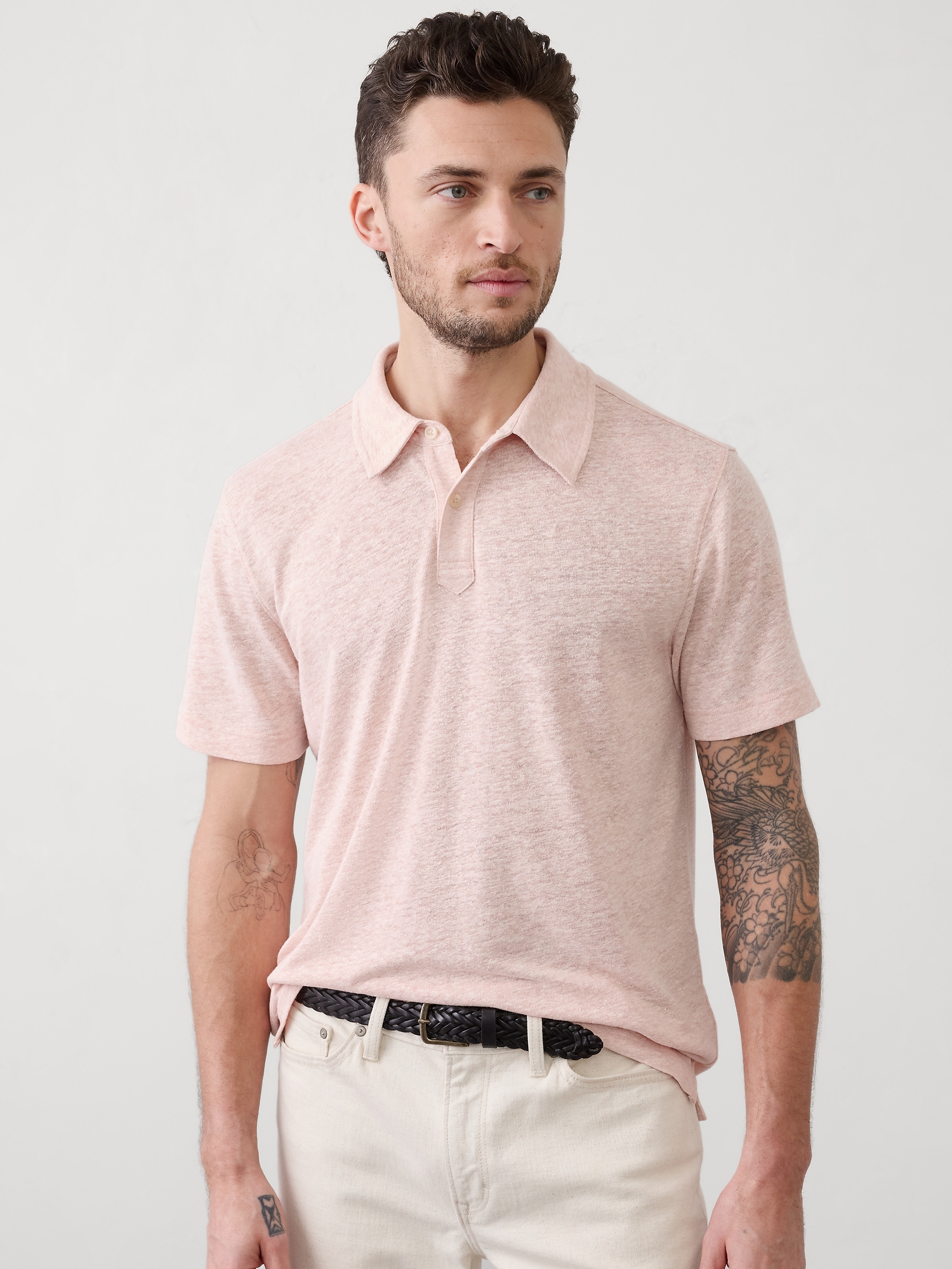 Slim-Fit Linen-Blend Polo