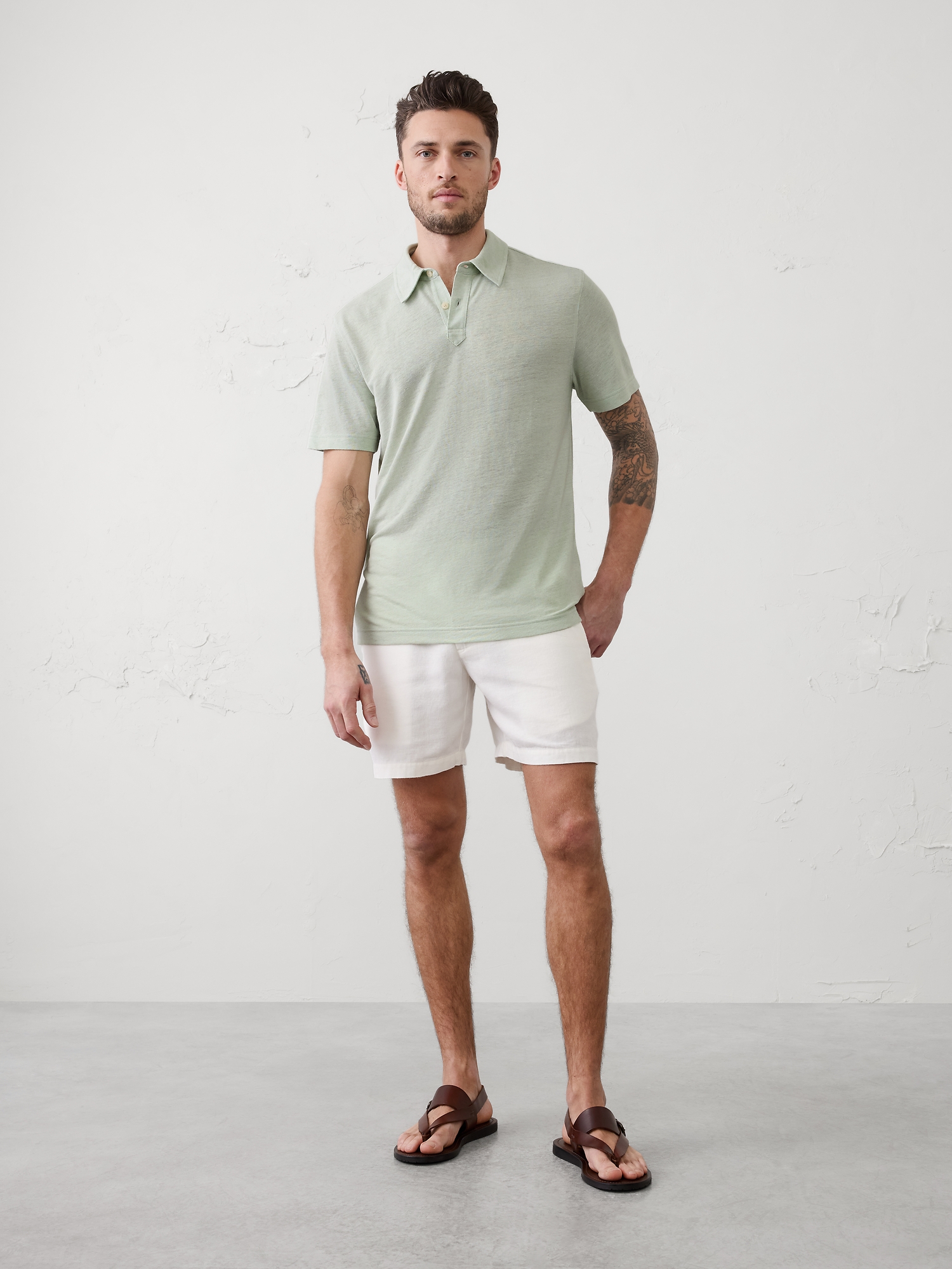 Slim-Fit Linen-Blend Polo