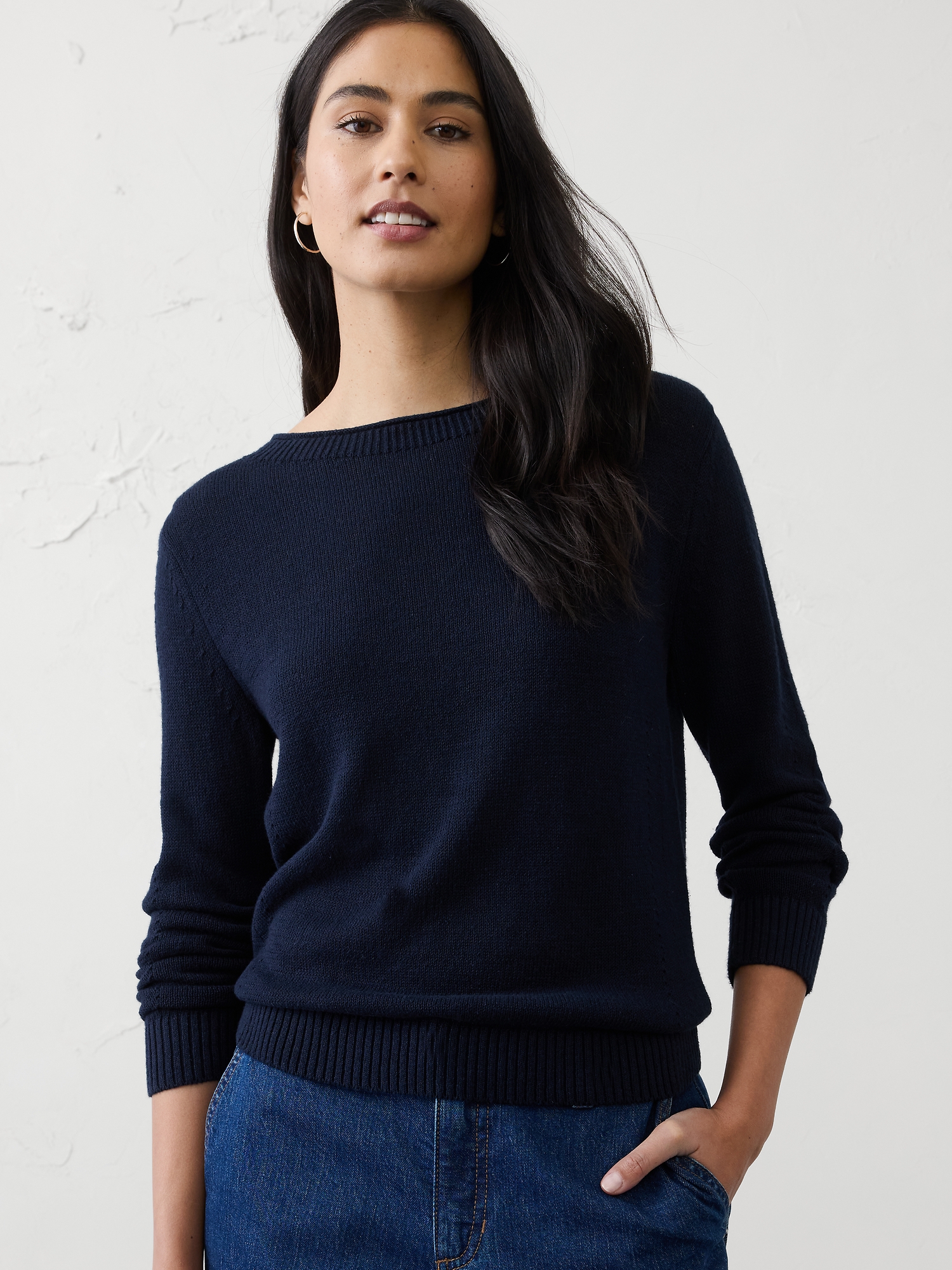Image number 1 showing, Ramie-Cotton Pointelle Sweater