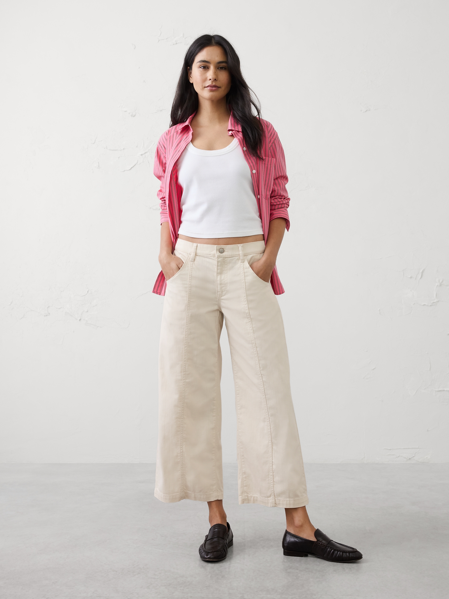 Mid-Rise Wide-Leg Summer Weight Cropped Jean