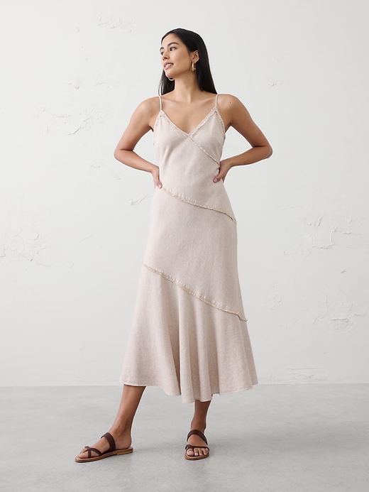 banana republic factory linen blend dress Women's Linen-Blend Cutout Tie-Front Midi Dress Pink Floral Regular Size 6
