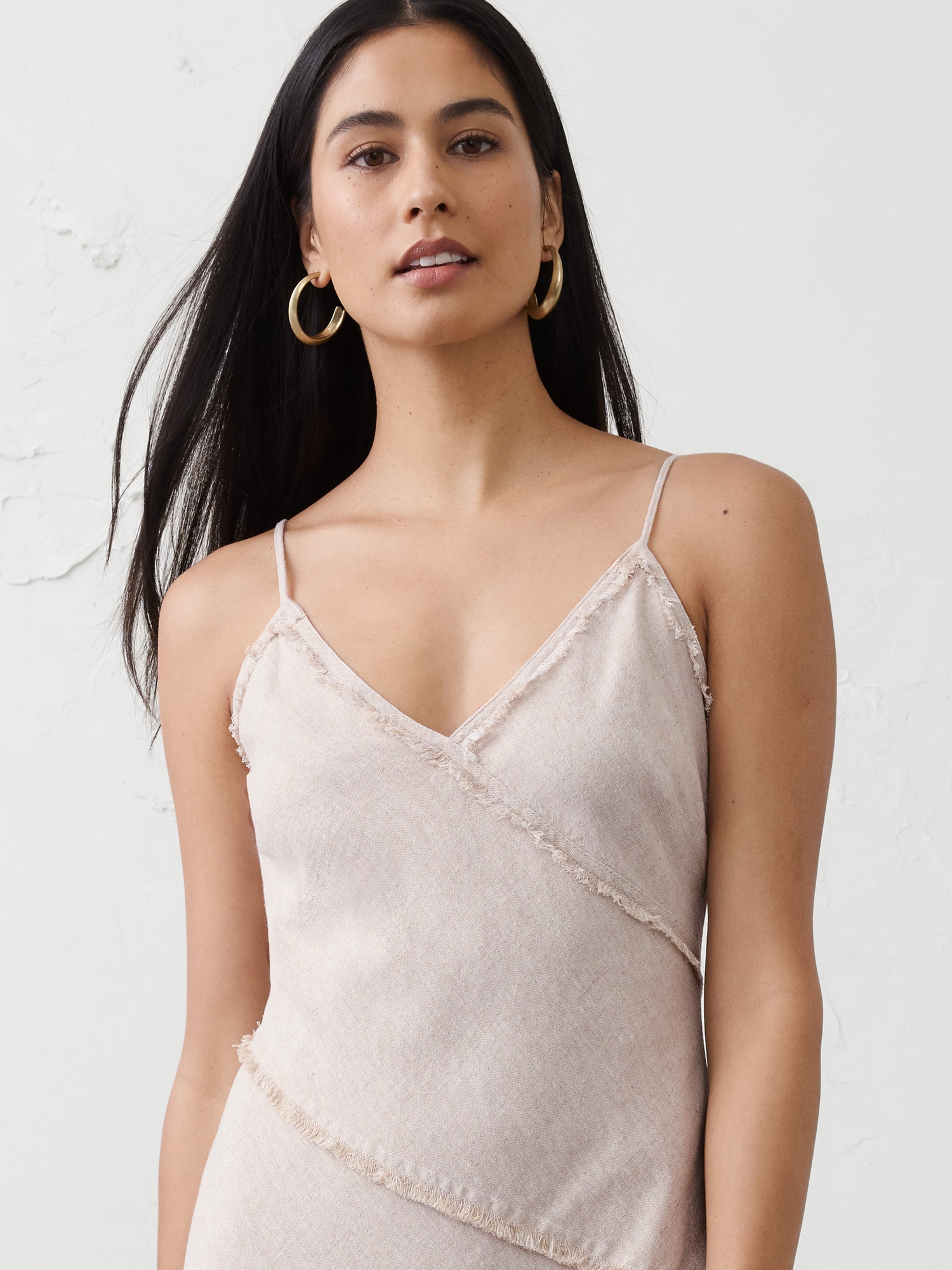 Image number 3 showing, Linen-Blend Fray-Edges Midi Dress