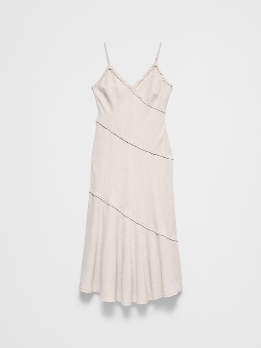 かぐれLinen A-line dress Linen-Blend Fray-Edges Midi Dress | Banana Republic Factory