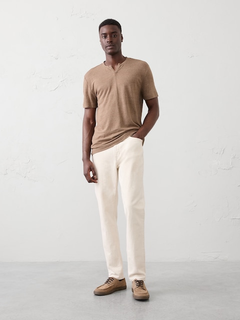 T-SHIRT CRANTÉ EN MÉLANGE DE LIN COUPE STANDARD