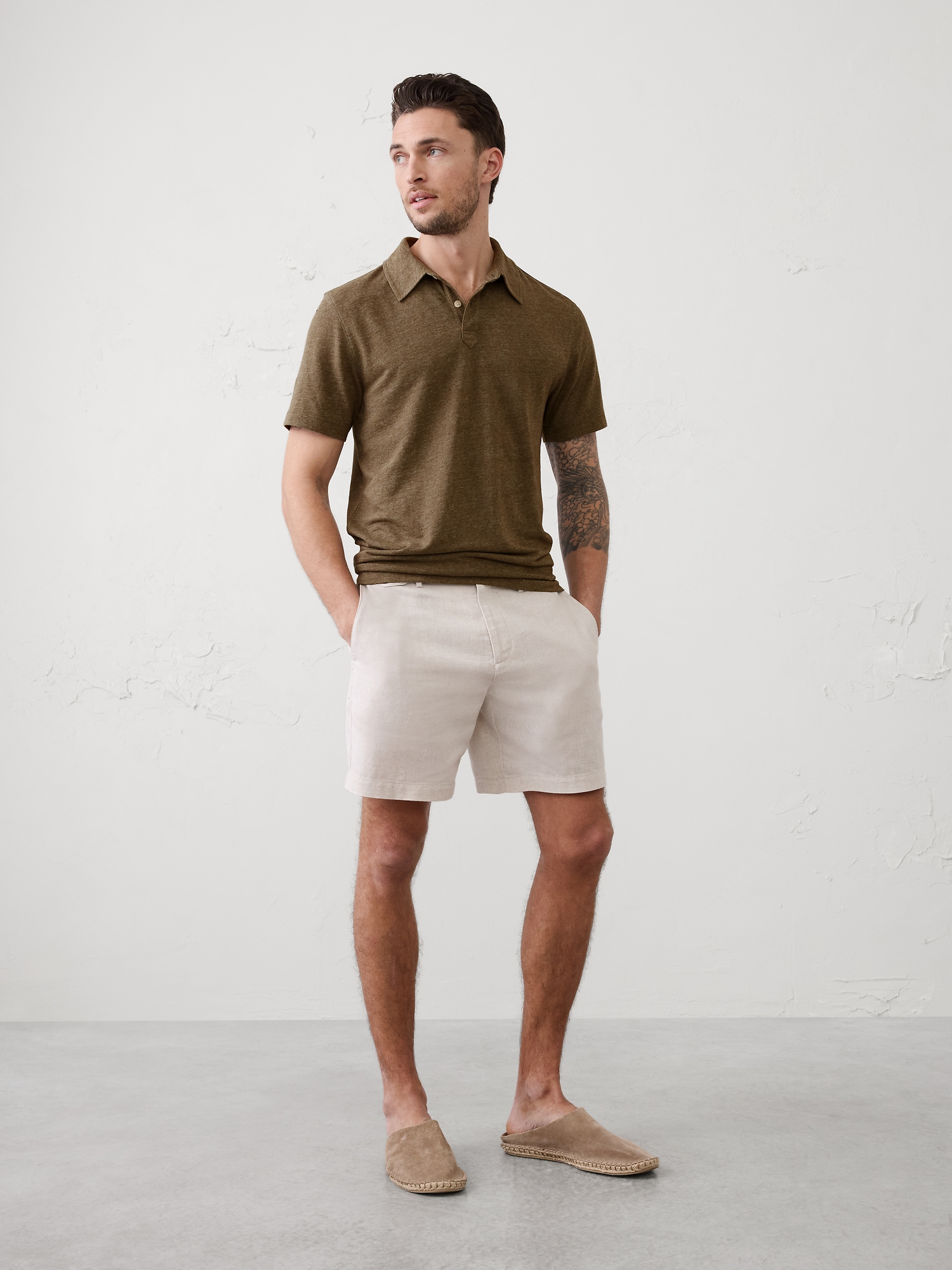 Slim-Fit Linen-Blend Polo