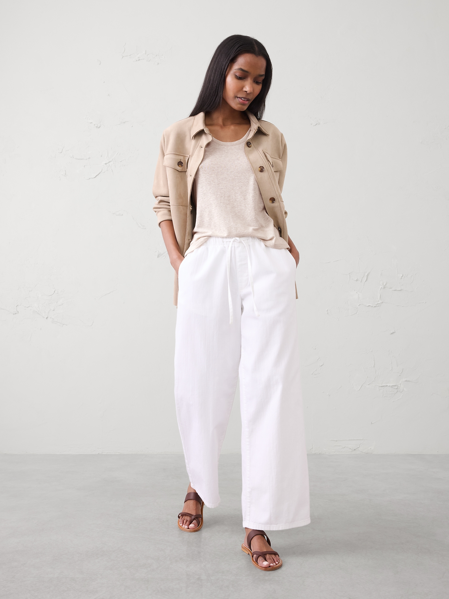 Image number 3 showing, Linen-Blend Scoop-Neck Tank