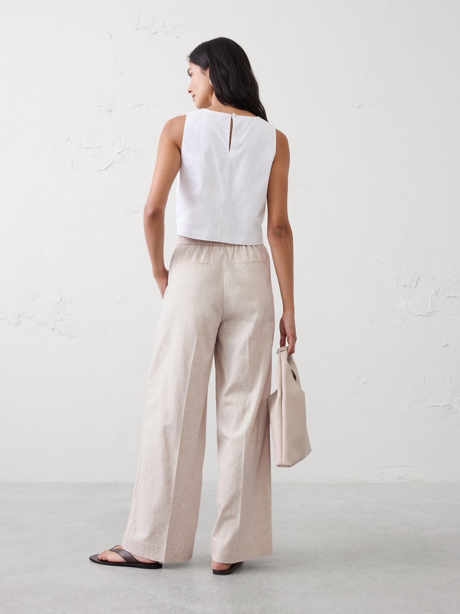 Image number 2 showing, High-Rise Linen-Blend Wide-Leg Pant