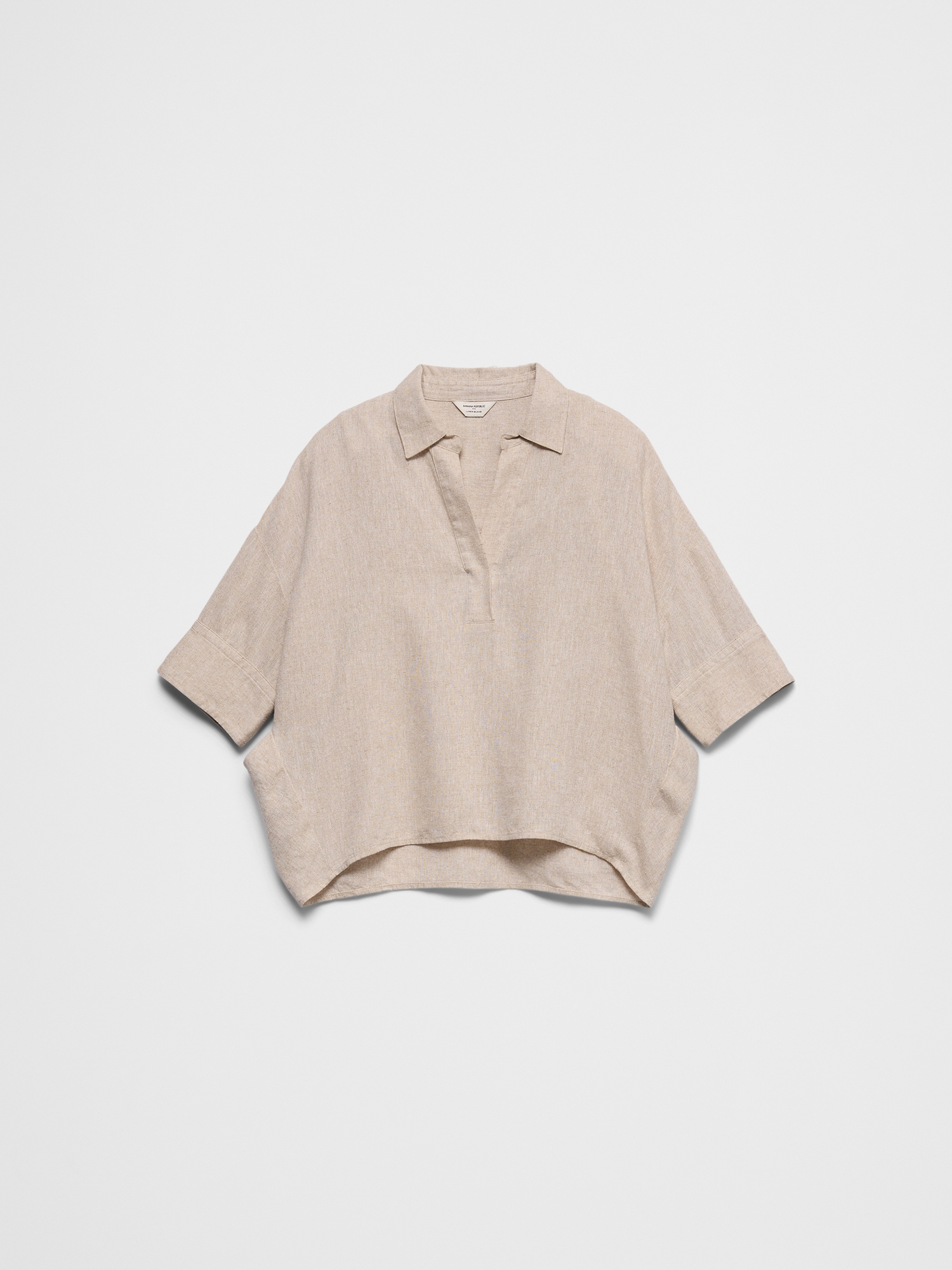 L'image numéro 7 présente Haut drapé en mélange de lin