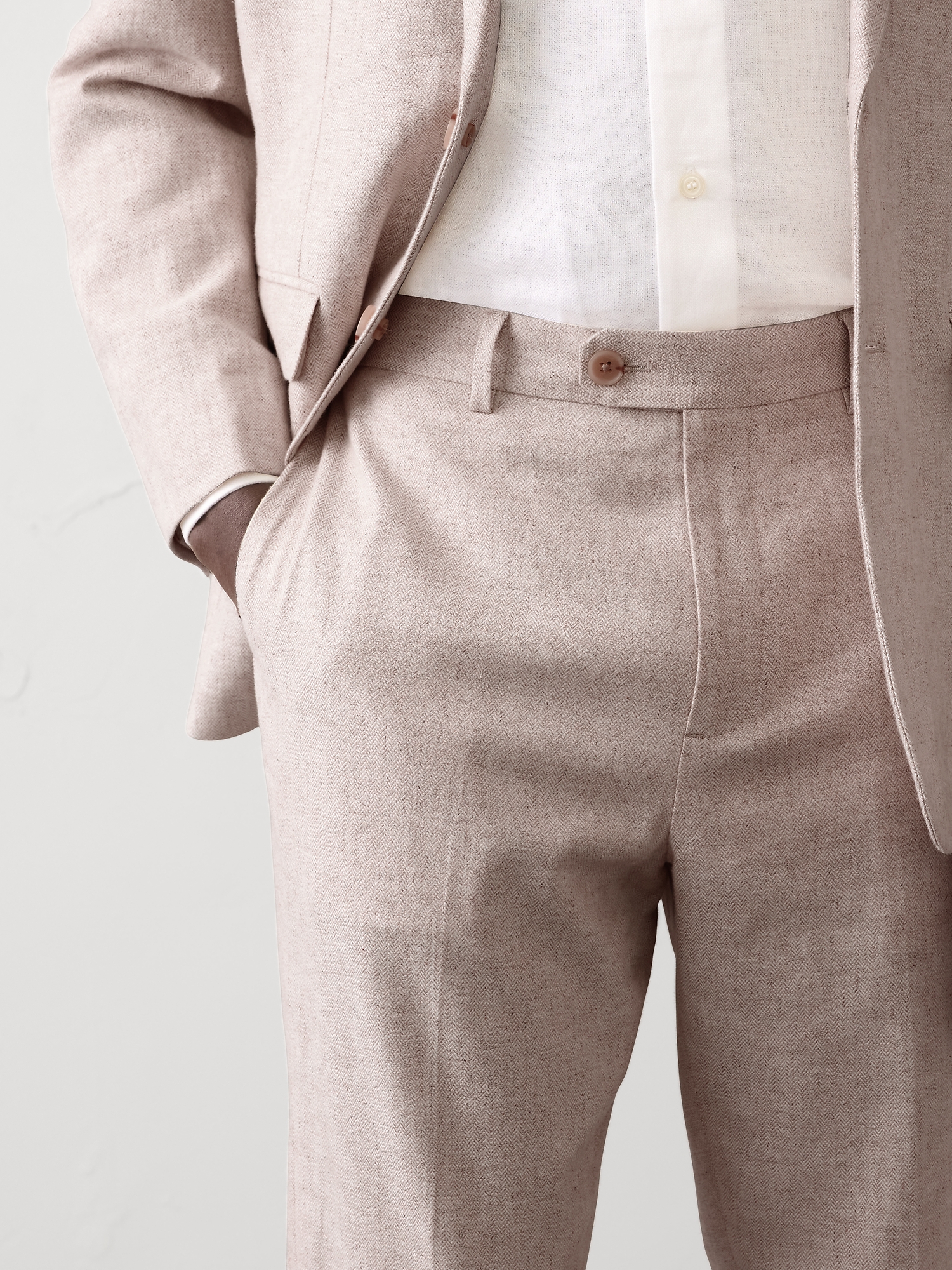 Image number 3 showing, Tailored-Fit Linen-Blend Suit Trouser