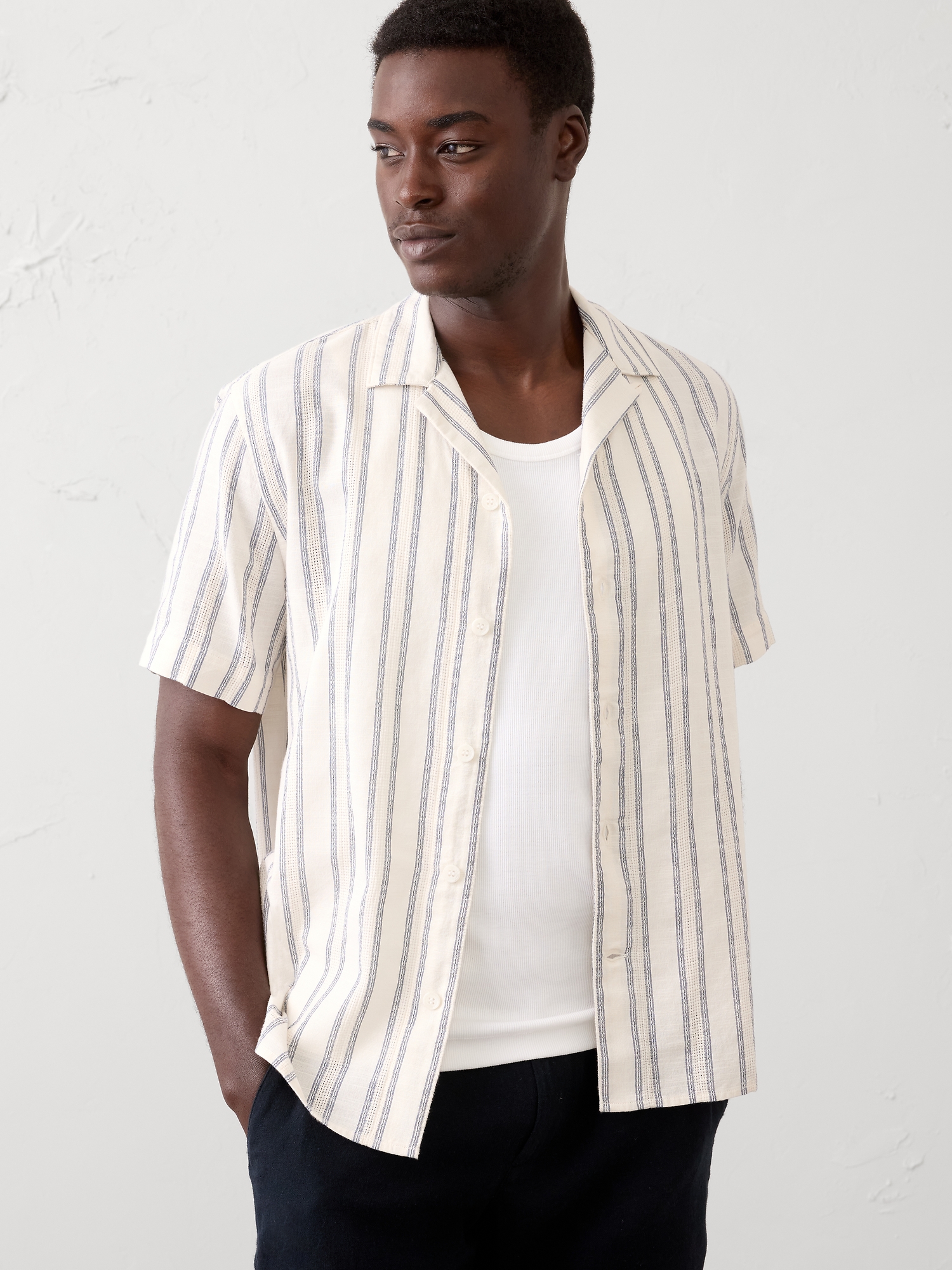 Standard-Fit Textured Resort Shirt