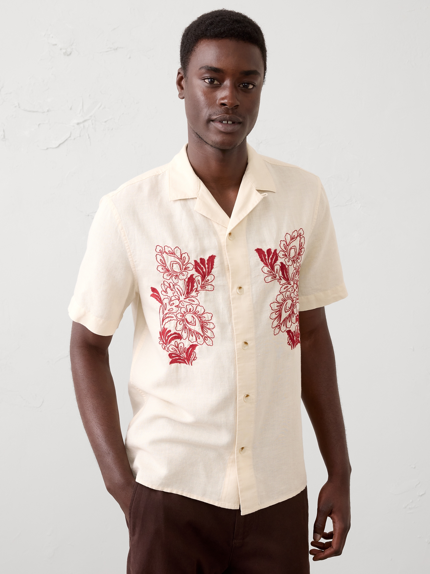 Standard-Fit Embroidered Resort Shirt