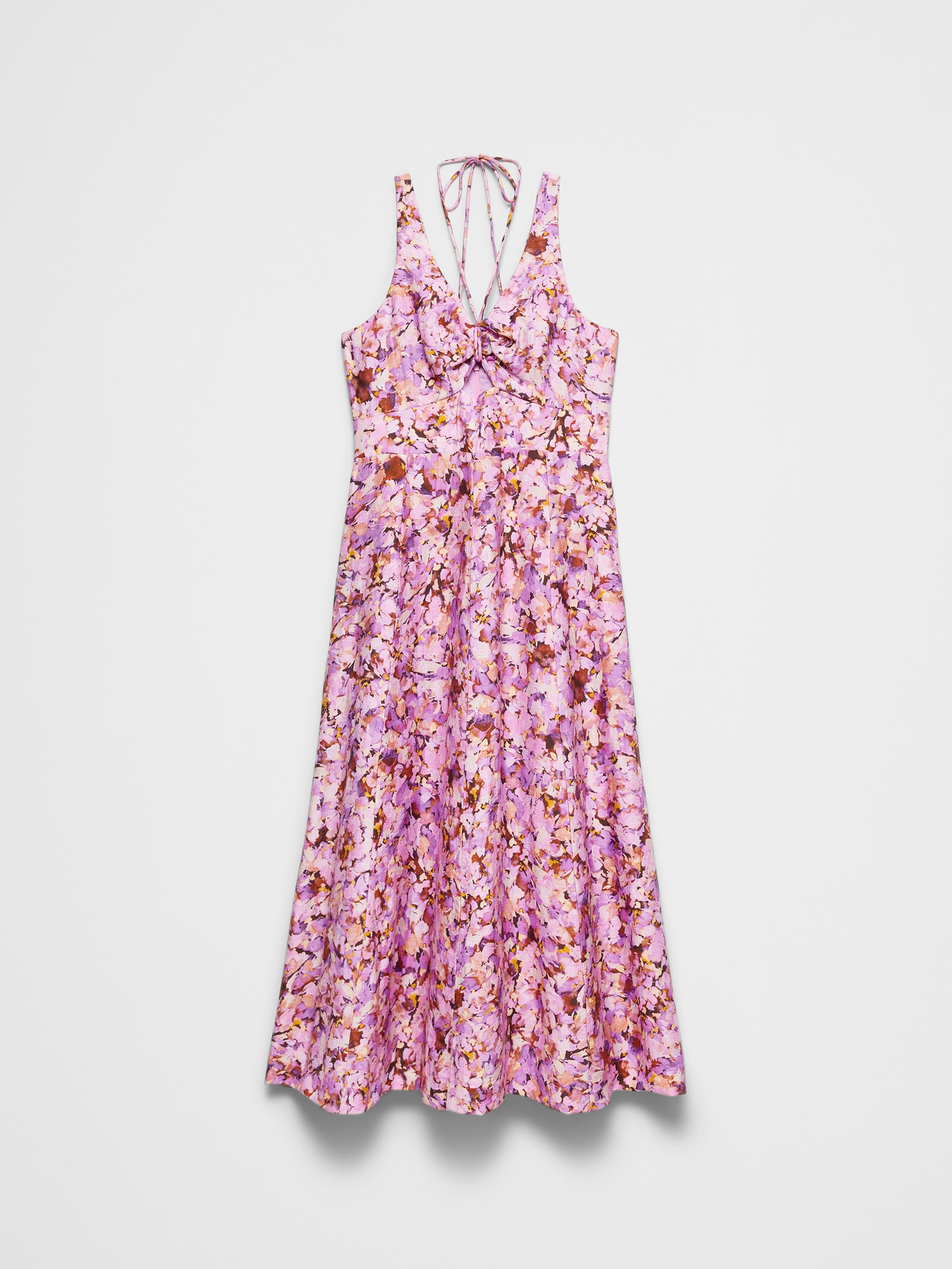 Image number 4 showing, Linen-Blend Cutout Tie-Front Midi Dress