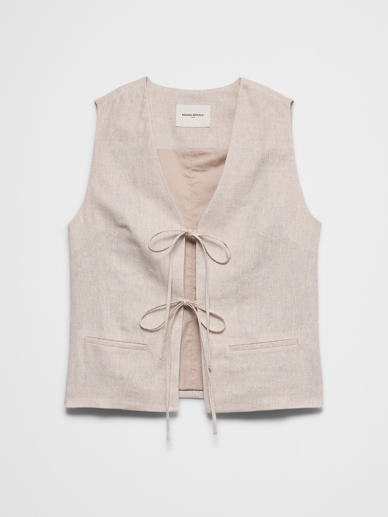 Image number 4 showing, Linen-Blend Tie-Front Vest