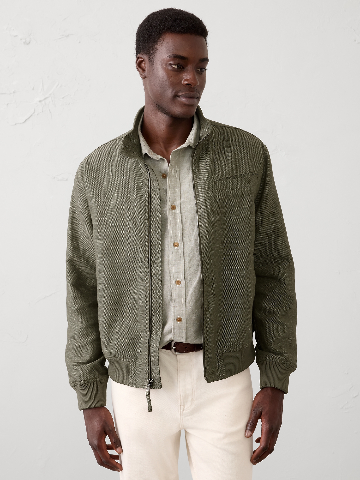 Image number 1 showing, Linen-Blend Bomber