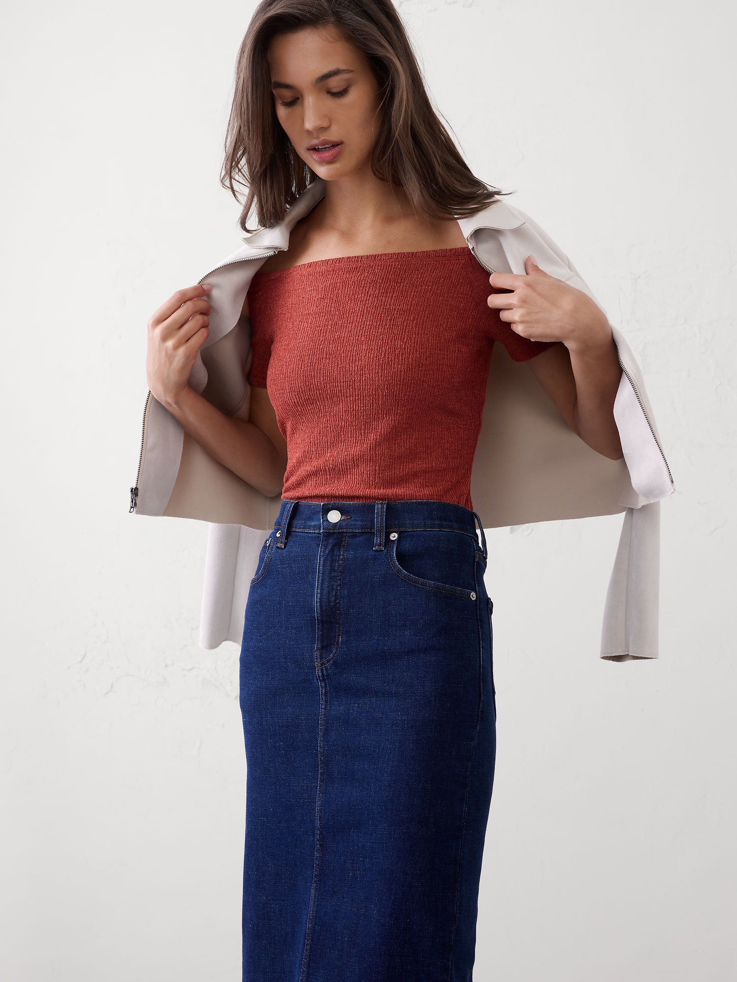 Image number 3 showing, Off-Shoulder Jacquard Crinkle Top