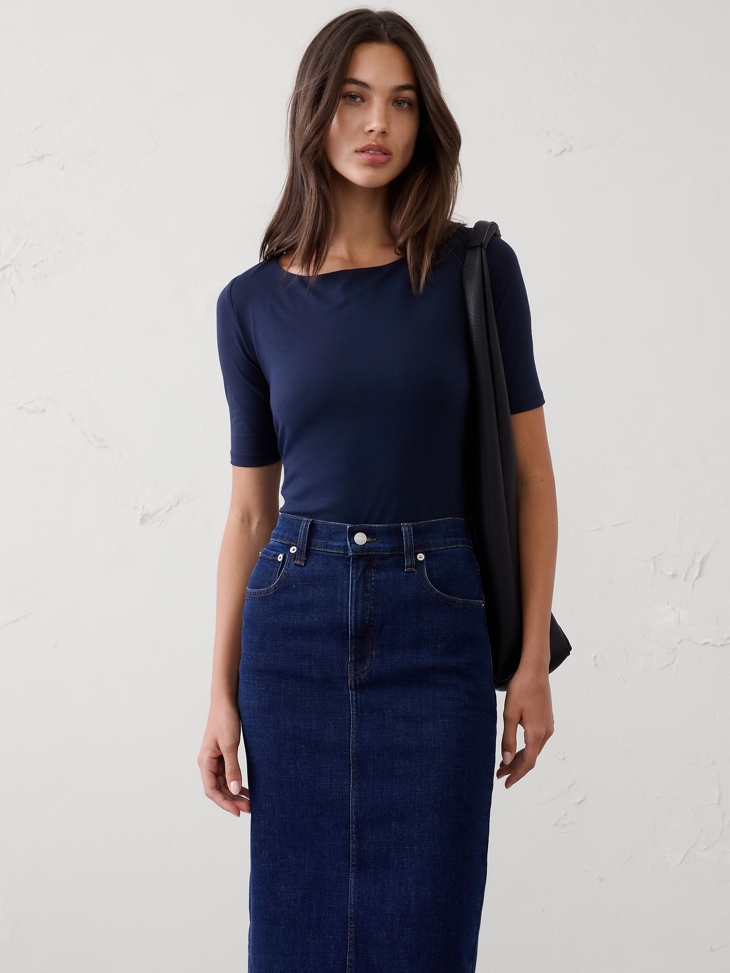 HAUT EXTENSIBLE DOUX À MANCHES AUX COUDES