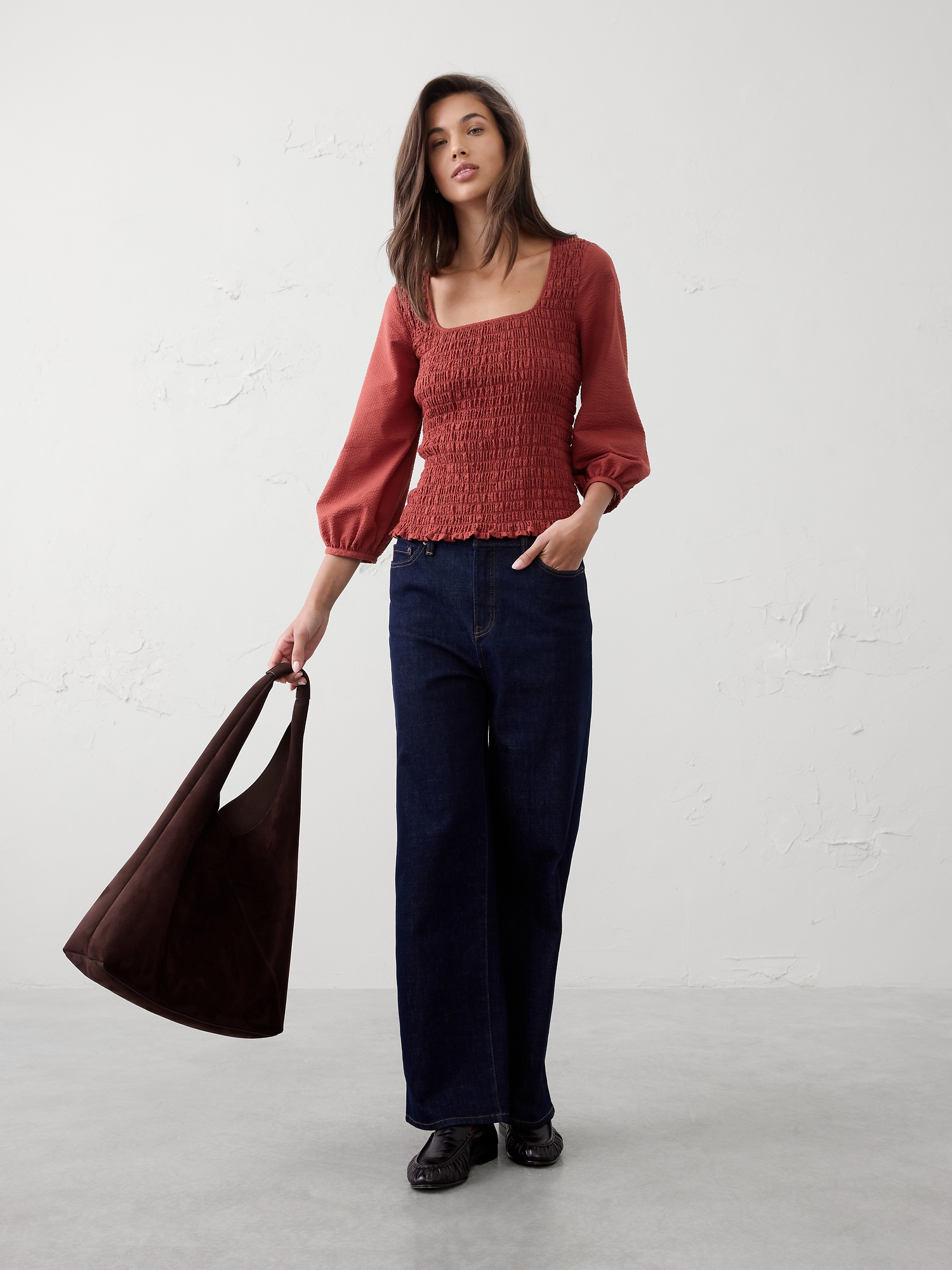 Image number 1 showing, Seersucker Smocked-Bodice Top