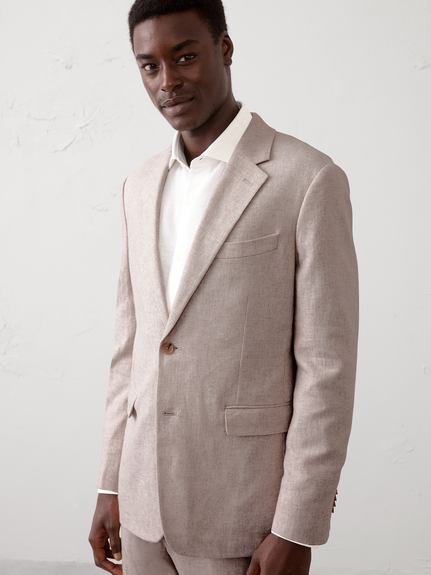 Image number 1 showing, Tailored-Fit Linen-Blend Suit Jacket