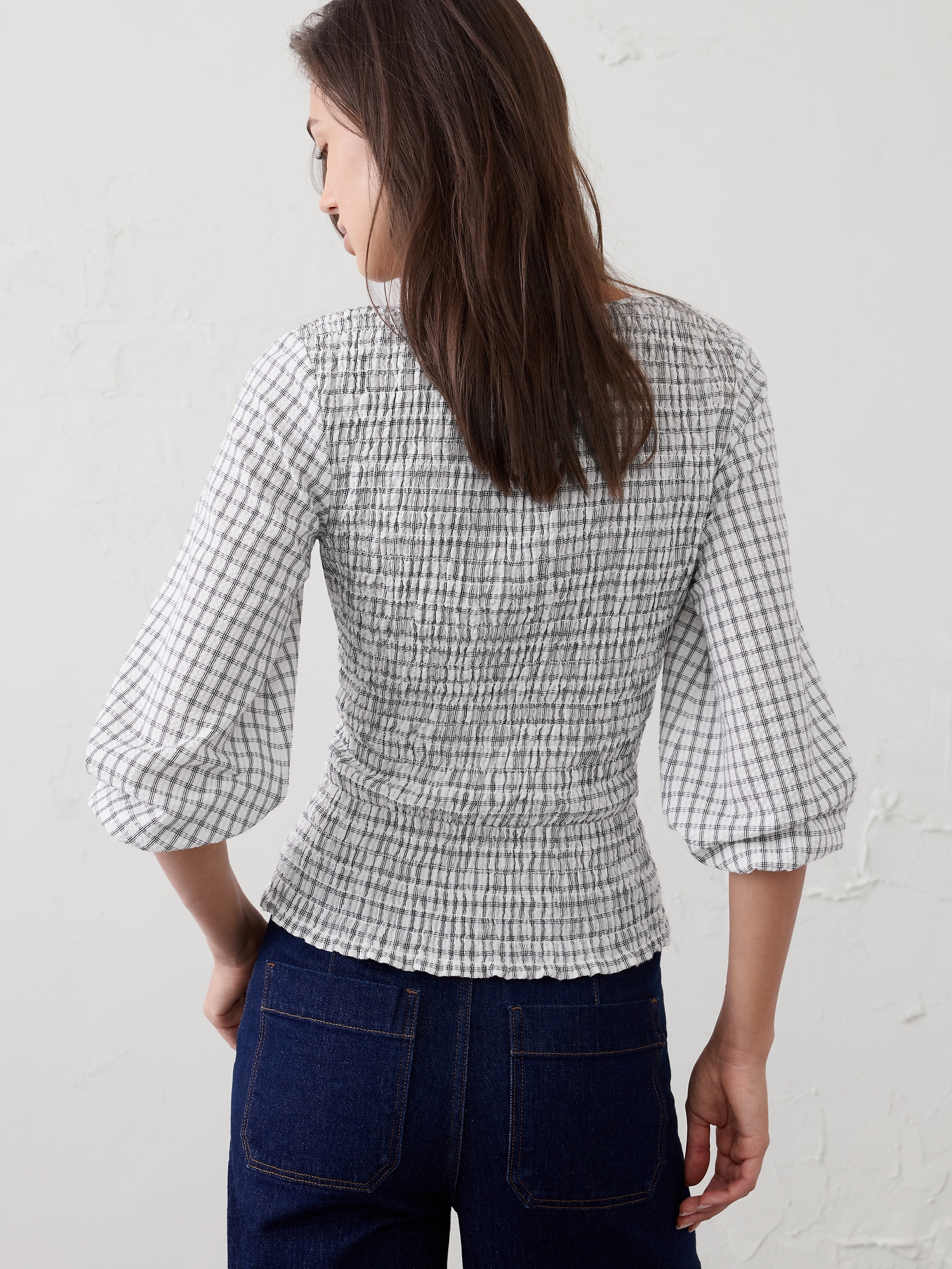 Image number 2 showing, Seersucker Smocked-Bodice Top