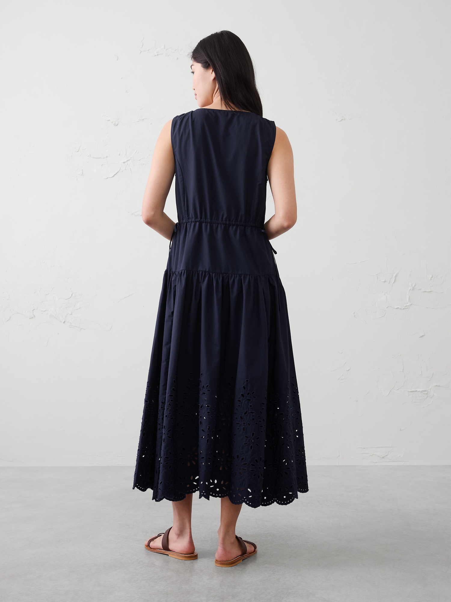 Image number 2 showing, Poplin Eyelet-Hem Midi Dress