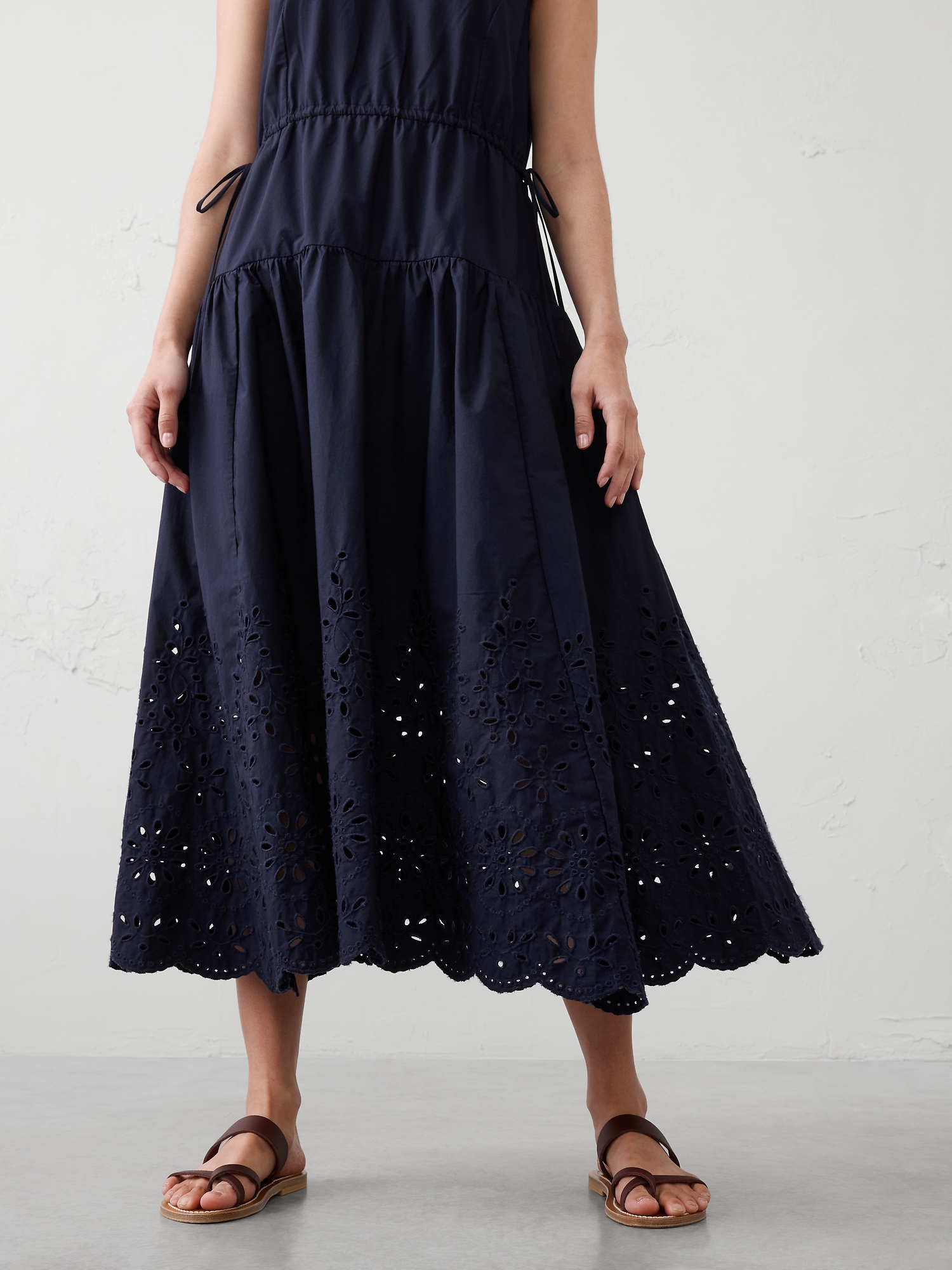 Image number 3 showing, Poplin Eyelet-Hem Midi Dress