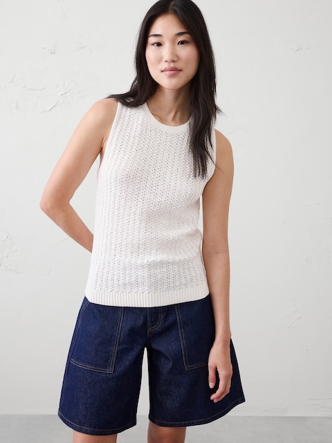 CAMISOLE EN MÉLANGE DE COTON TEXTURÉ