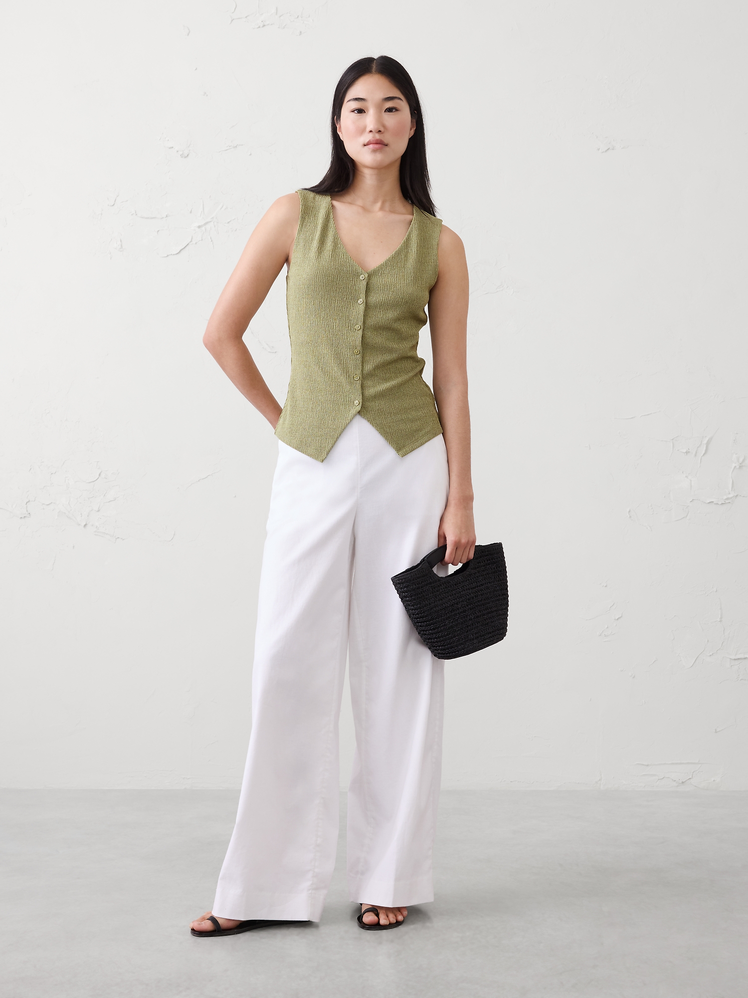 Image number 3 showing, Jacquard Crinkled Vest Top