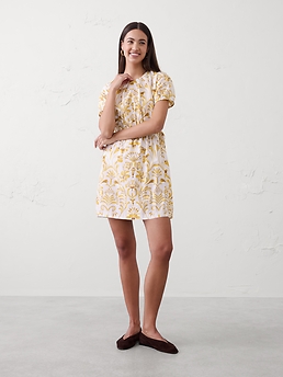 Poplin Pleated Mini Dress | Banana Republic Factory