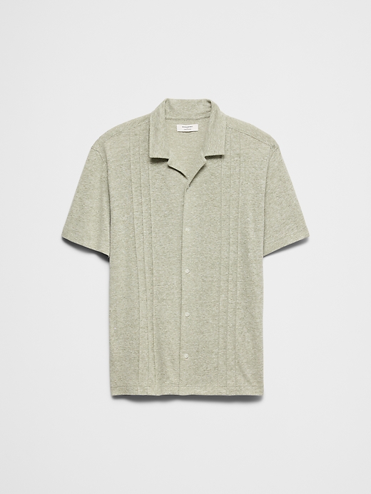 Standard-Fit Linen-Blend Pintuck Polo | Banana Republic Factory