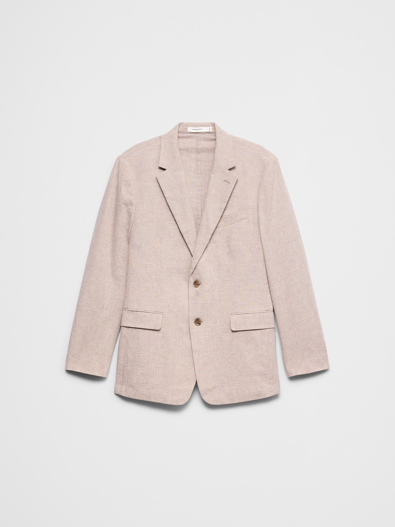 L'image numéro 4 présente Veste de complet à motif prince-de-Galles en mélange de lin, coupe cintrée