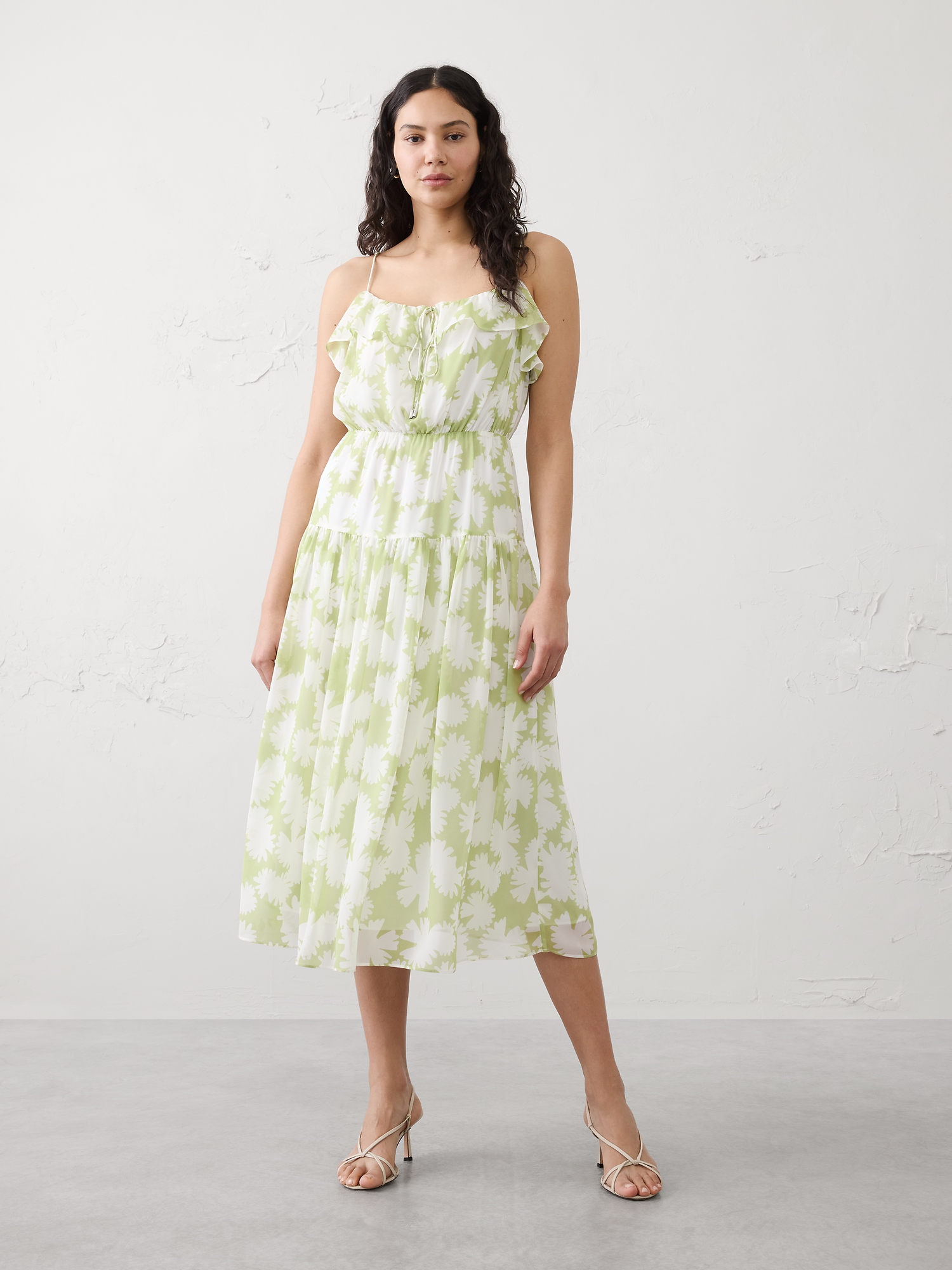 Chiffon Ruffle Midi Dress