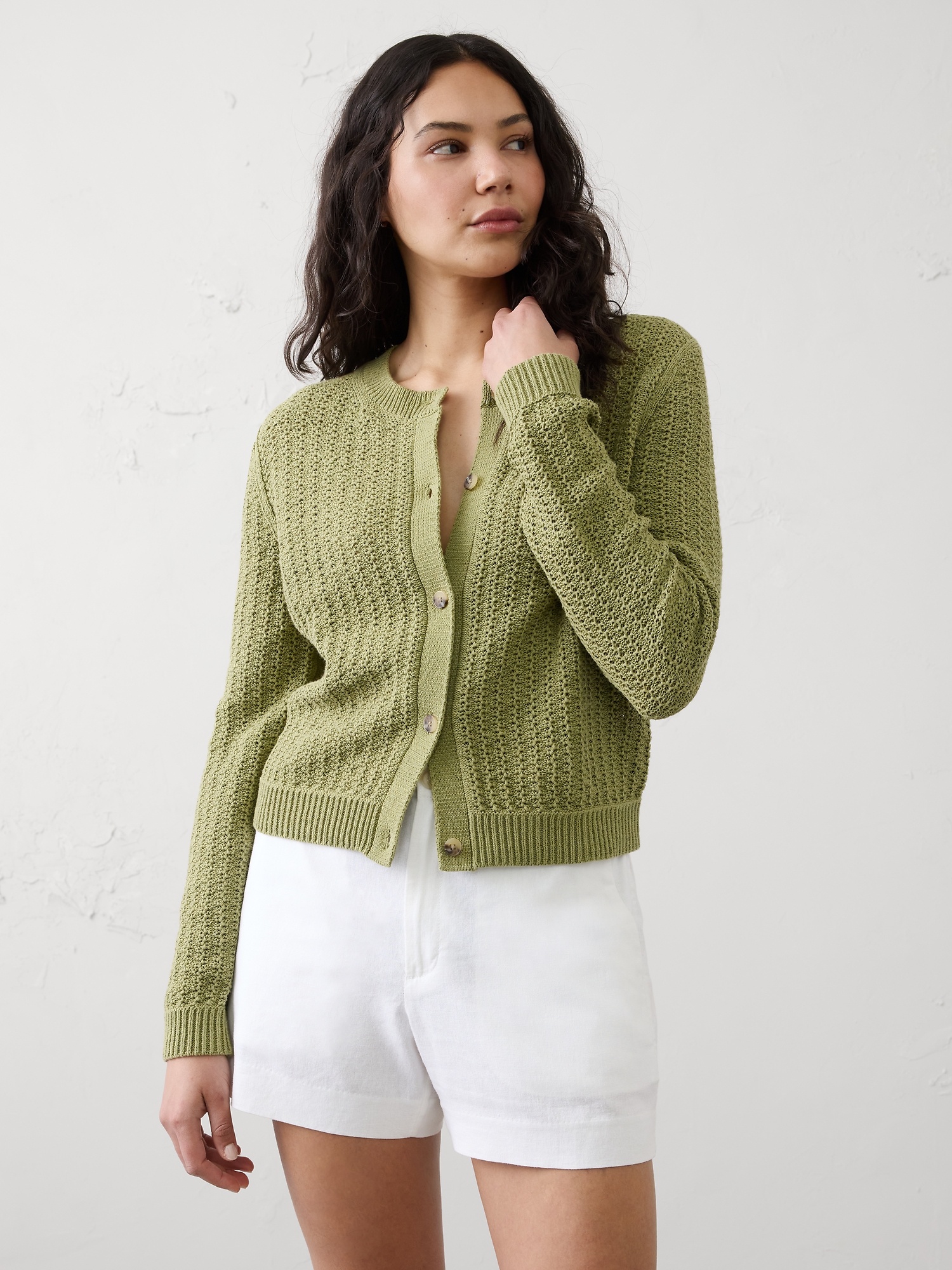 Tape Yarn Cardigan Sweater
