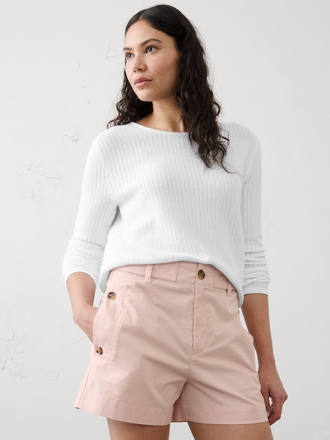 SHORT UTILITAIRE EN SERGÉ À TAILLE HAUTE
