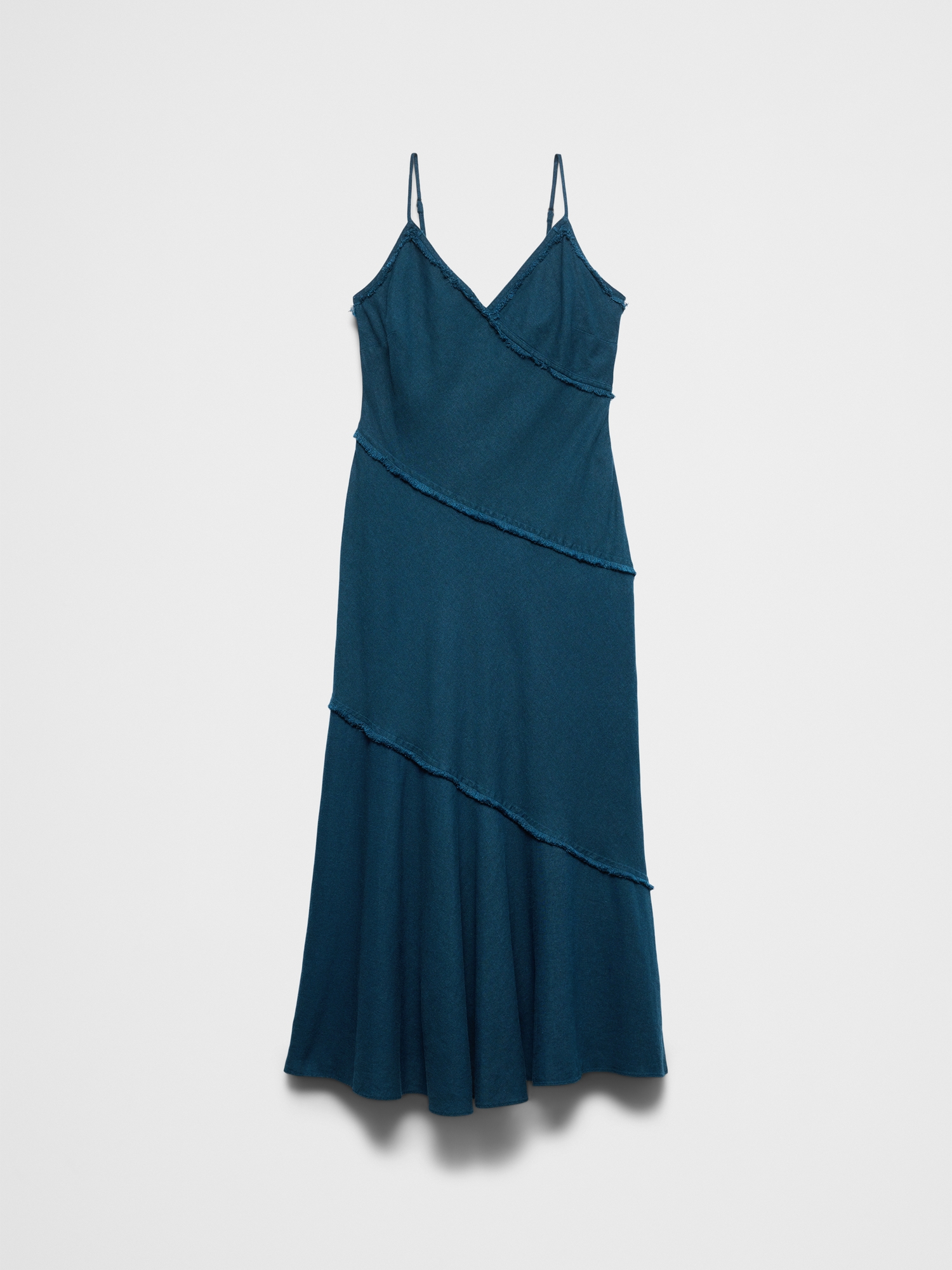 Image number 4 showing, Linen-Blend Fray-Edges Midi Dress