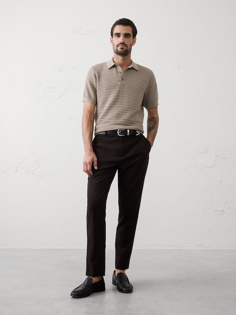 Textured Striped Sweater Polo