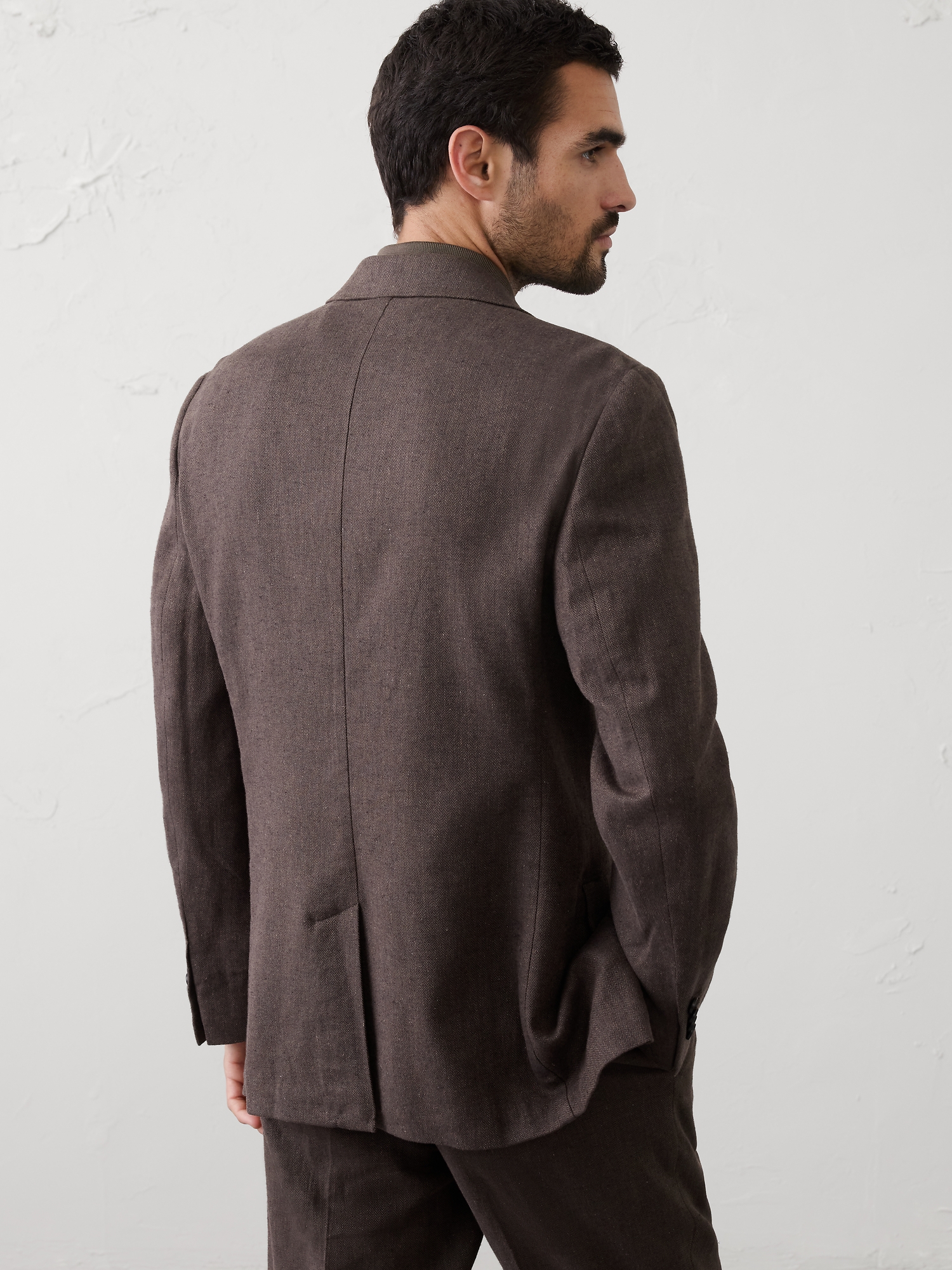 Image number 2 showing, Linen-Blend Herringbone Suit Jacket