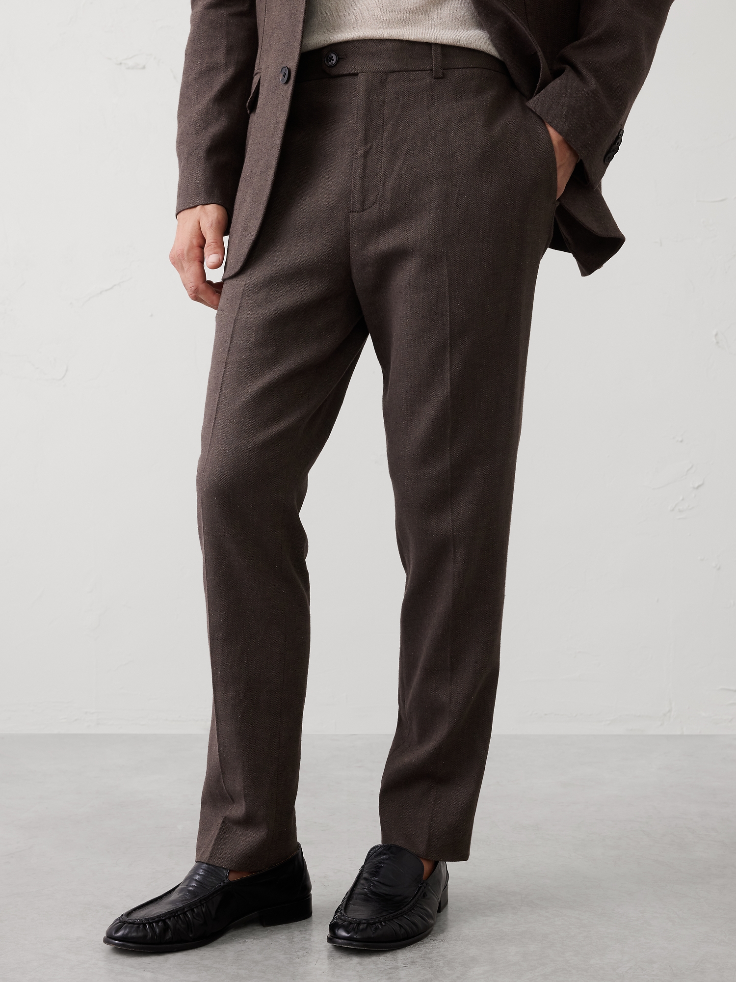 Image number 3 showing, Linen-Blend Herringbone Suit Trouser