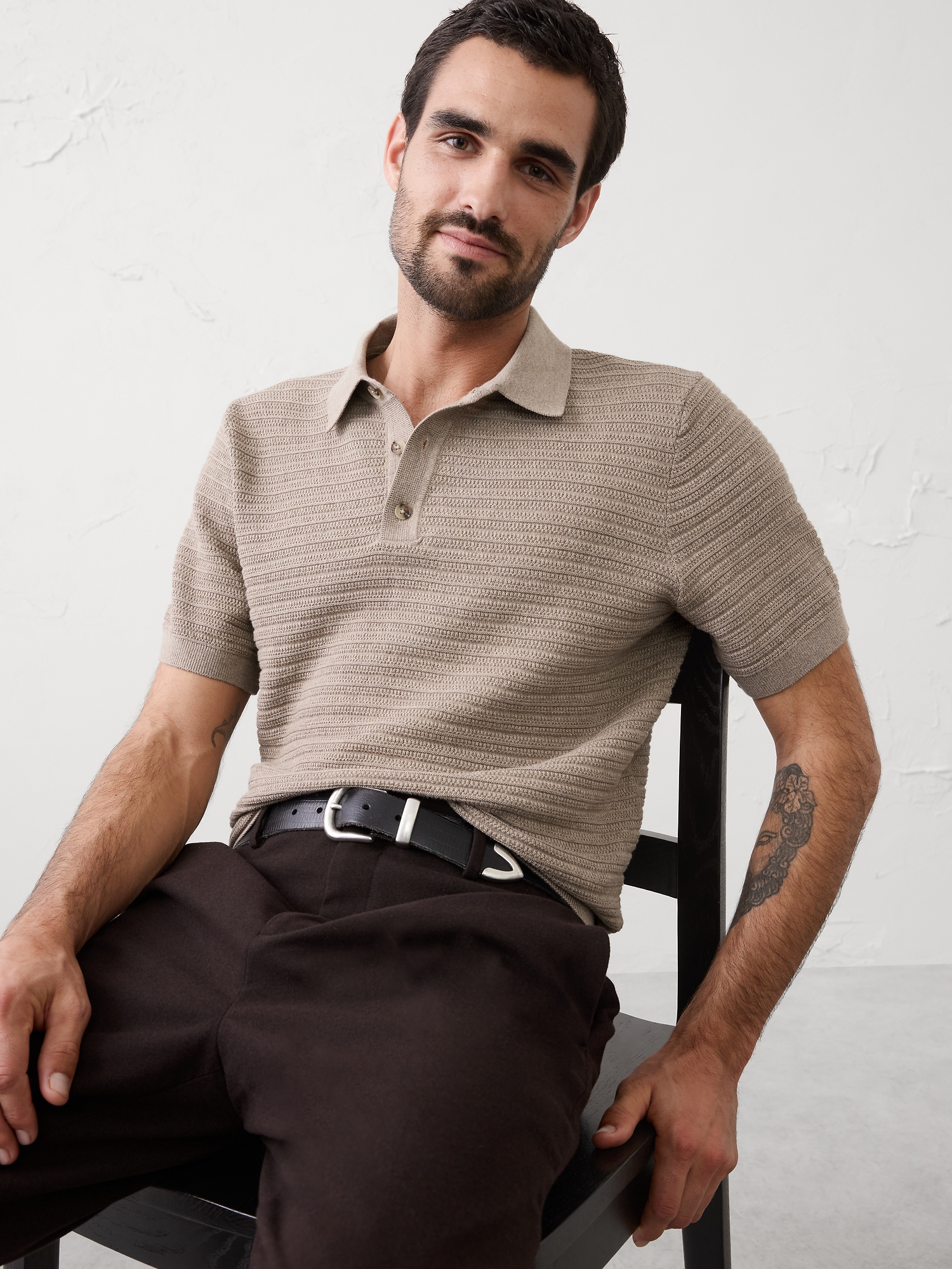 Image number 3 showing, Textured Striped Sweater Polo