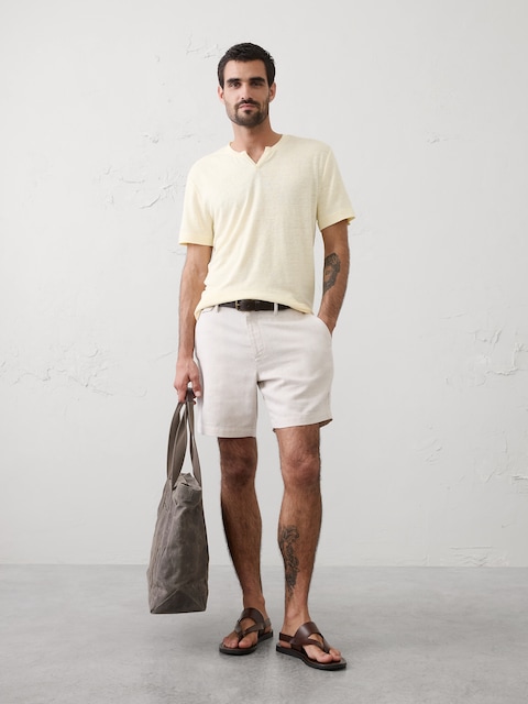 T-SHIRT CRANTÉ EN MÉLANGE DE LIN COUPE STANDARD
