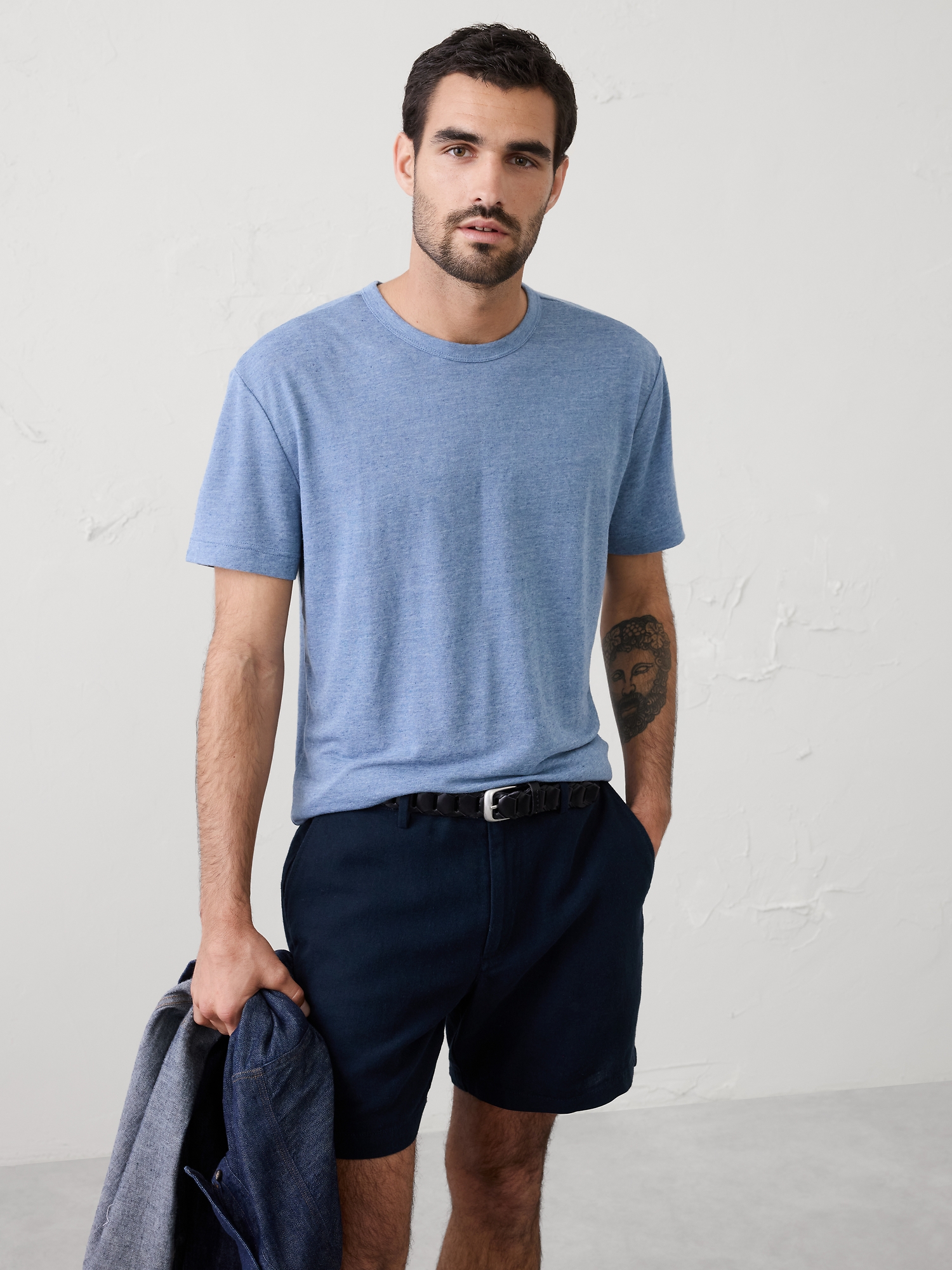 Image number 1 showing, Standard-Fit Linen-Blend T-Shirt