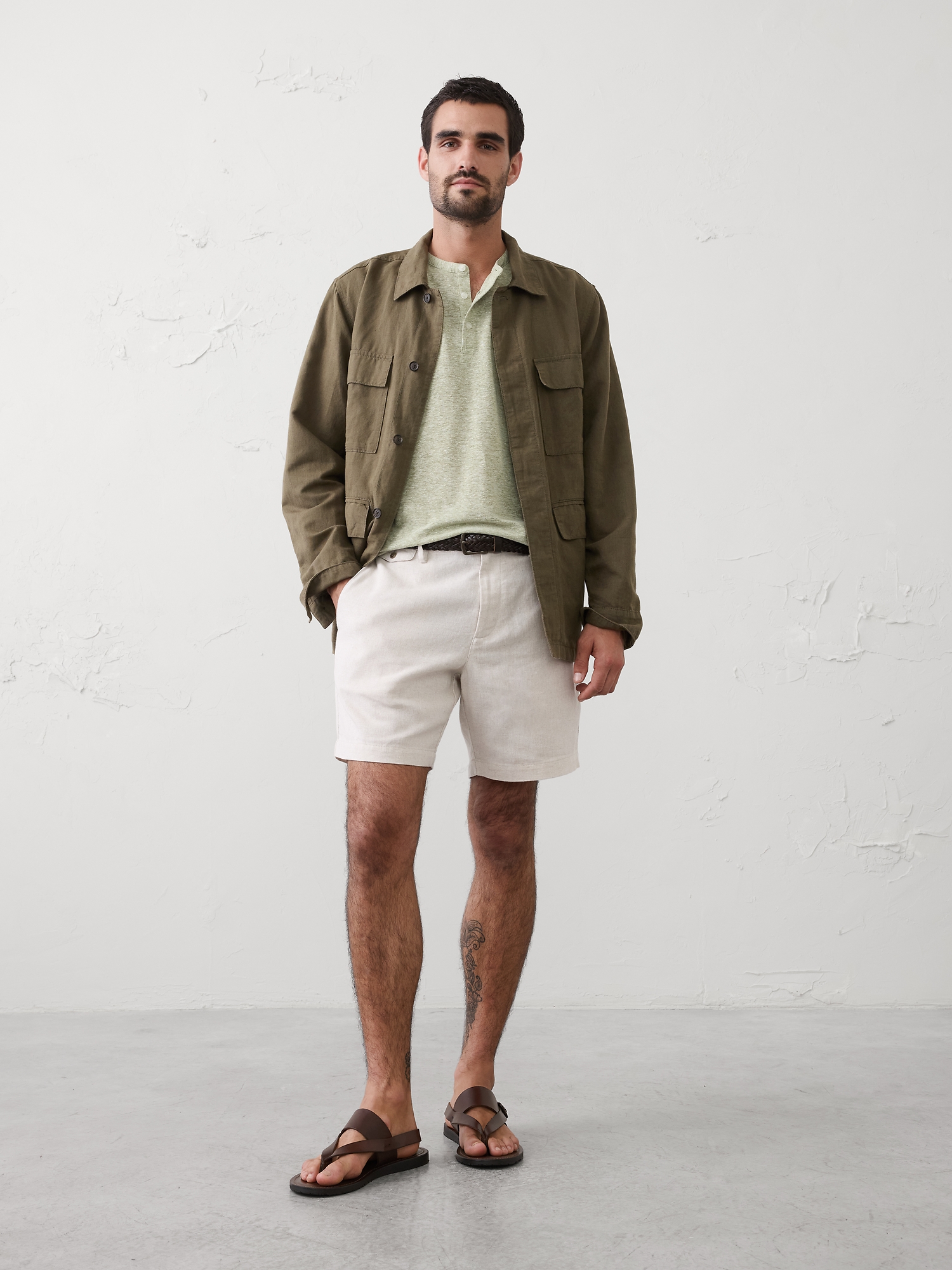 Image number 6 showing, Standard-Fit Linen-Blend Henley